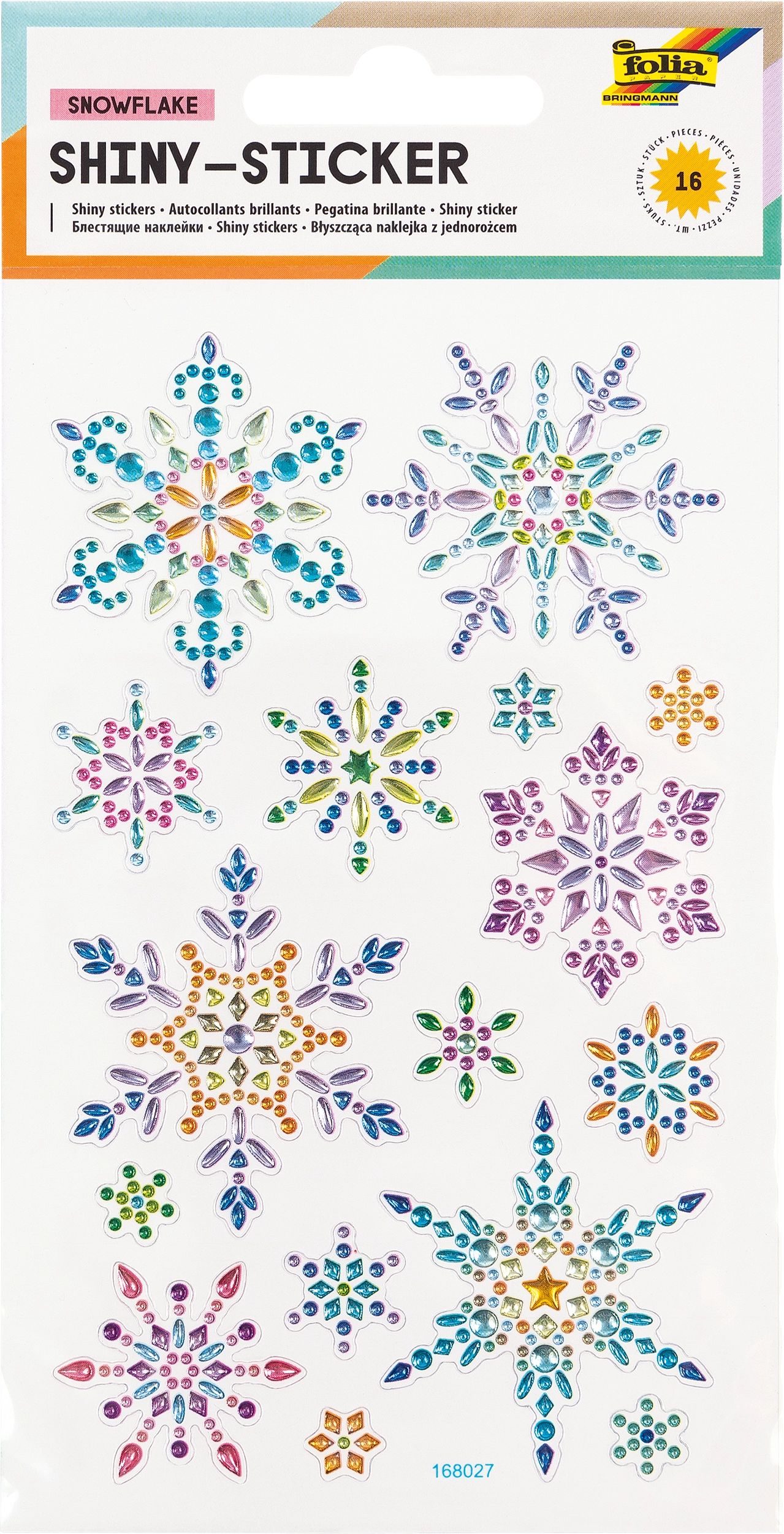 Shiny-Sticker, Schneeflocke, 16 Sticker, 1 Blatt