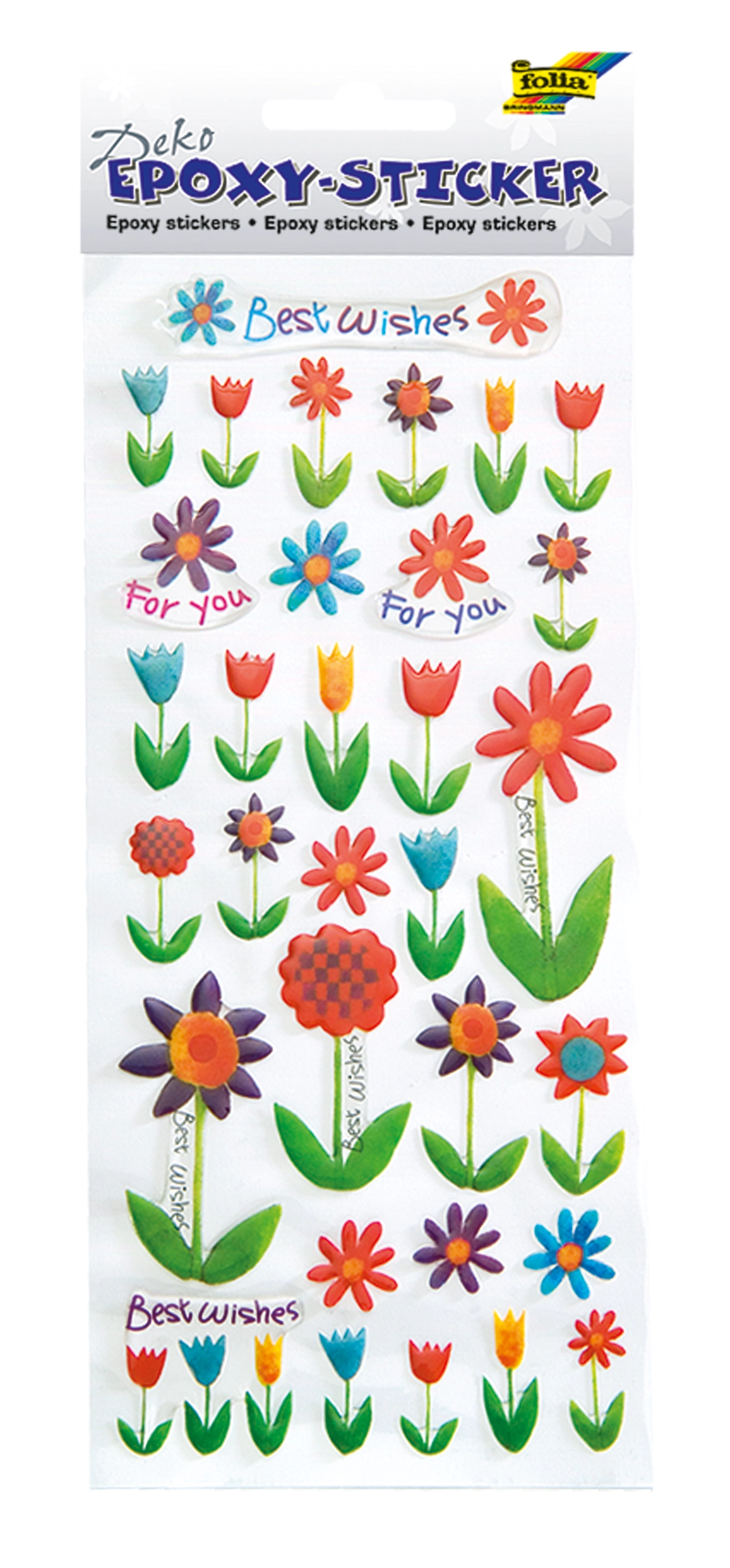 Epoxy-Sticker, Best wishes, 32 Sticker, 1 Blatt
