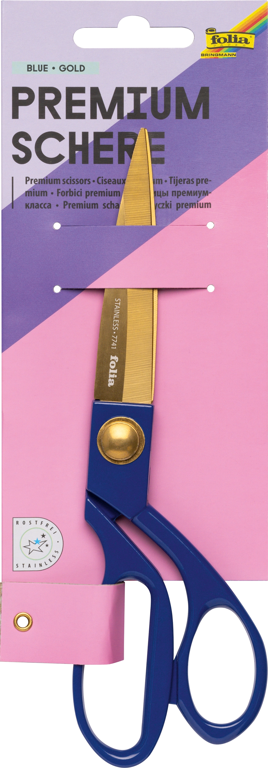 Premiumschere, Blau / Gold, 20 cm, 1 Schere