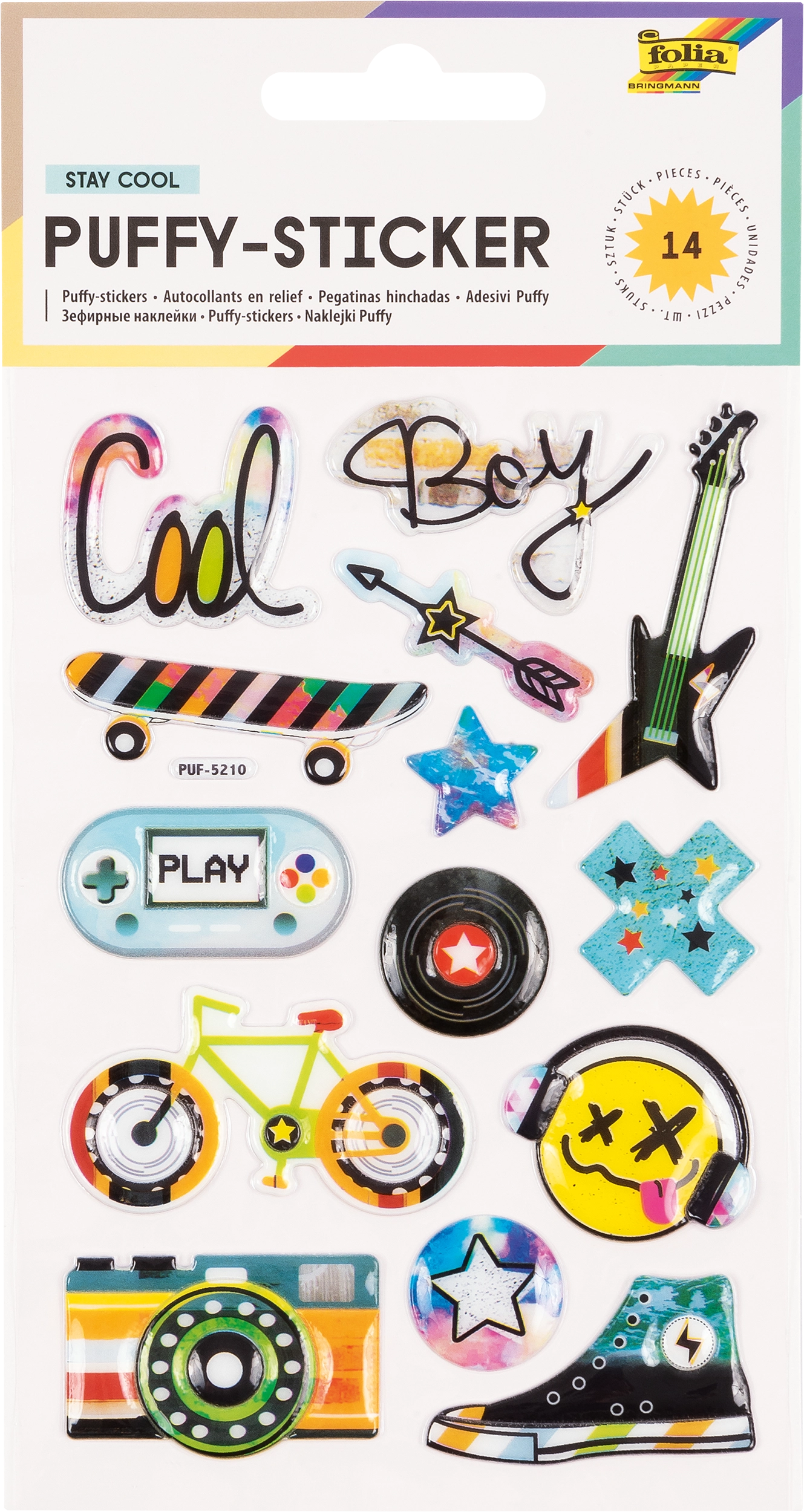 Puffy-Sticker, Stay Cool, 14 Sticker, 1 Blatt