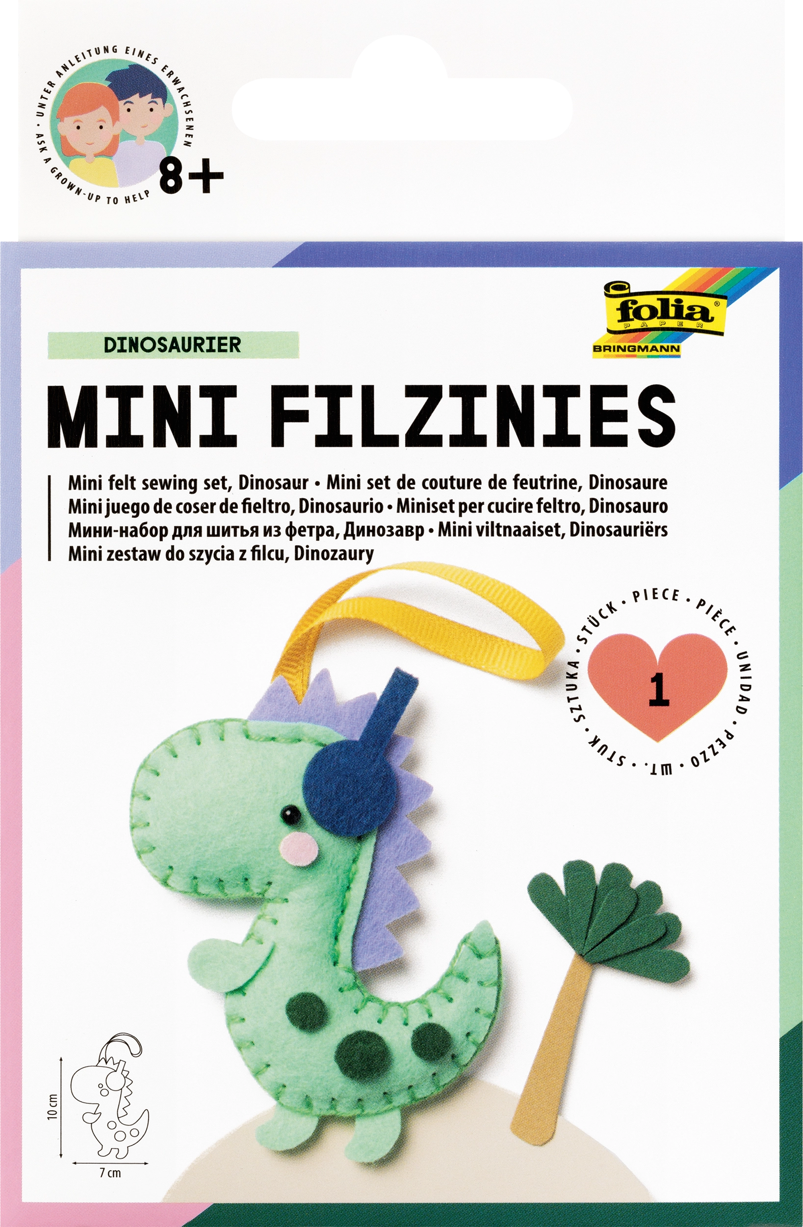 Mini Felt-Sewing-Set , Dinosaur, 12 parts