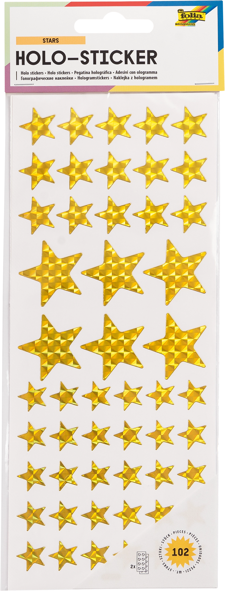 Holo-Sticker, Sterne, 102 Sticker, 2 Blatt