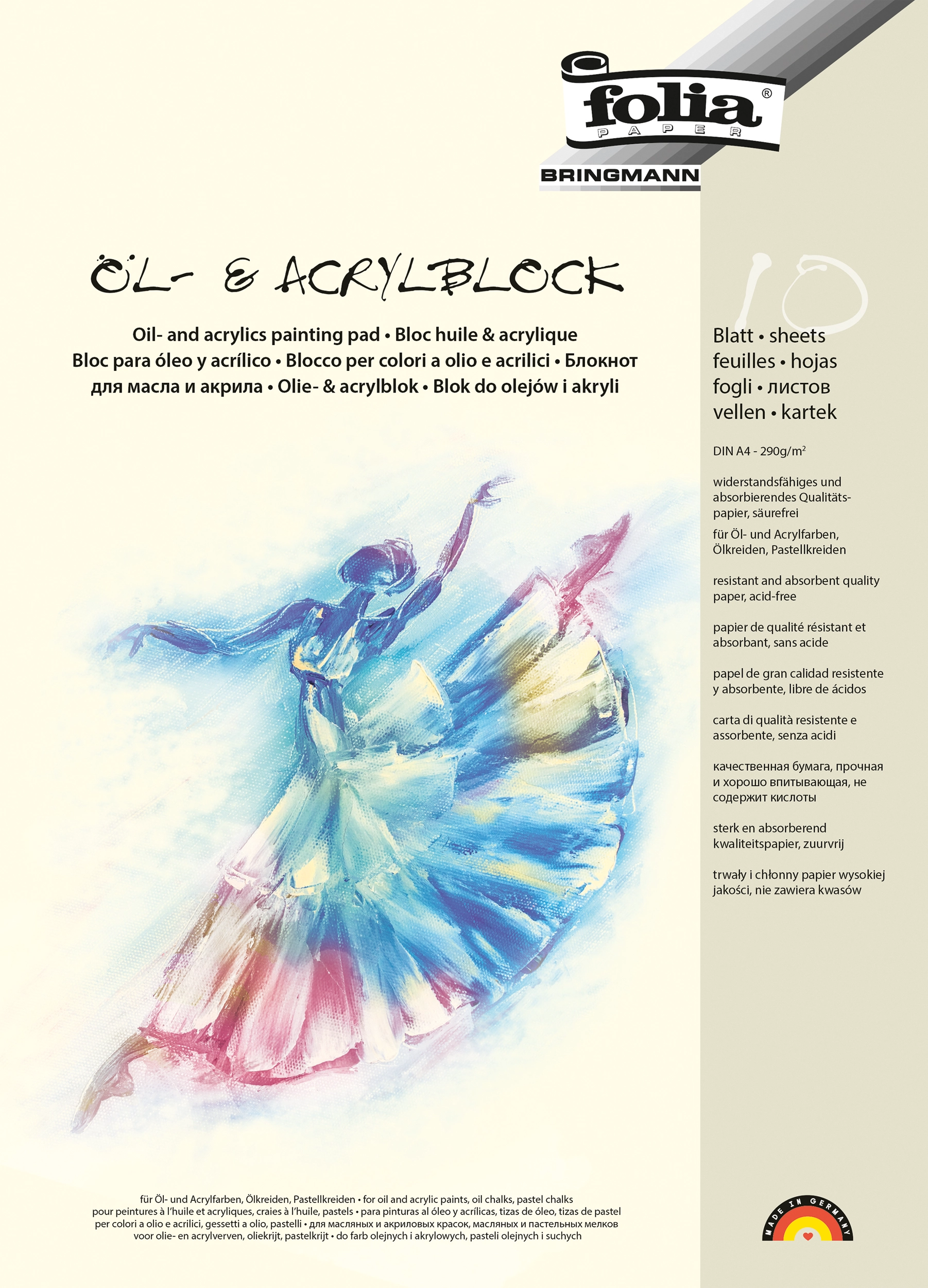 Öl- und Acrylmalblock, DIN A4, 290 g/m², 10 Blatt, 1 Block