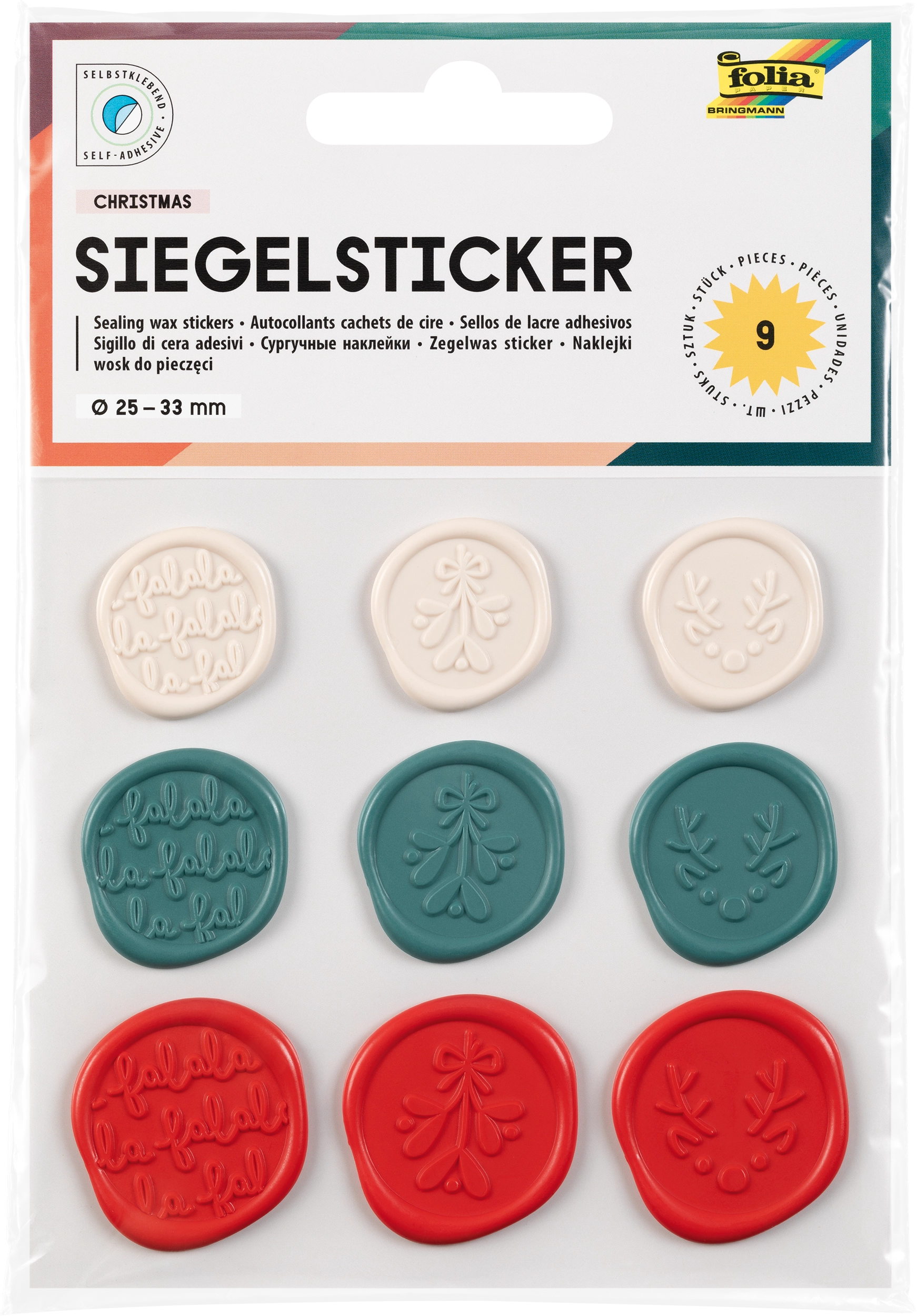 Siegel Sticker, Weihnachten , 9 Stück
