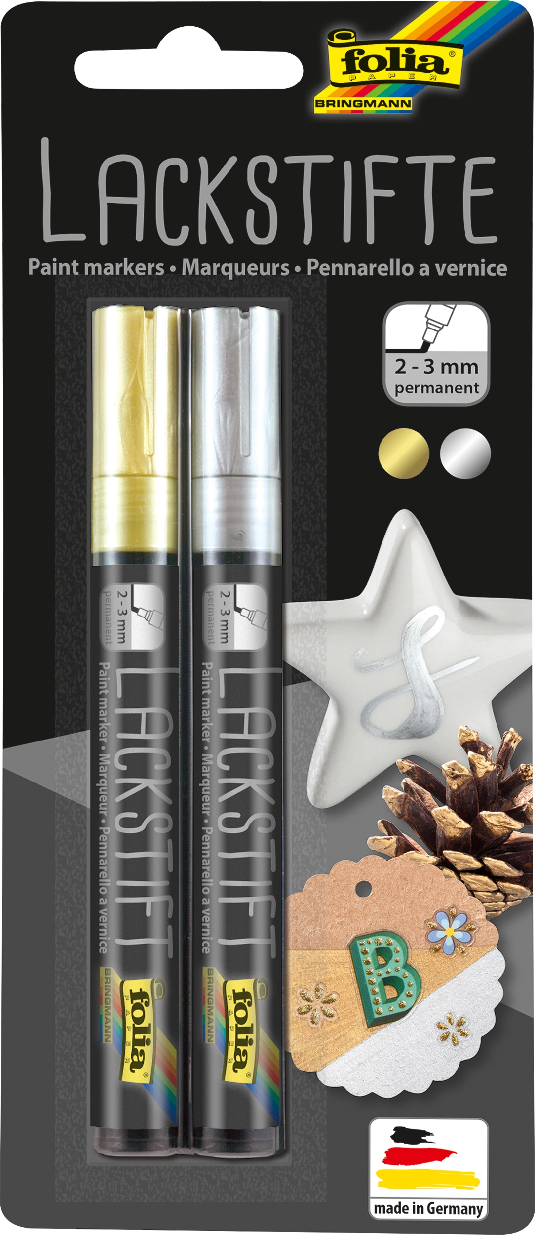 Lackstifte, Gold & Silber, Dick, 2 Stifte
