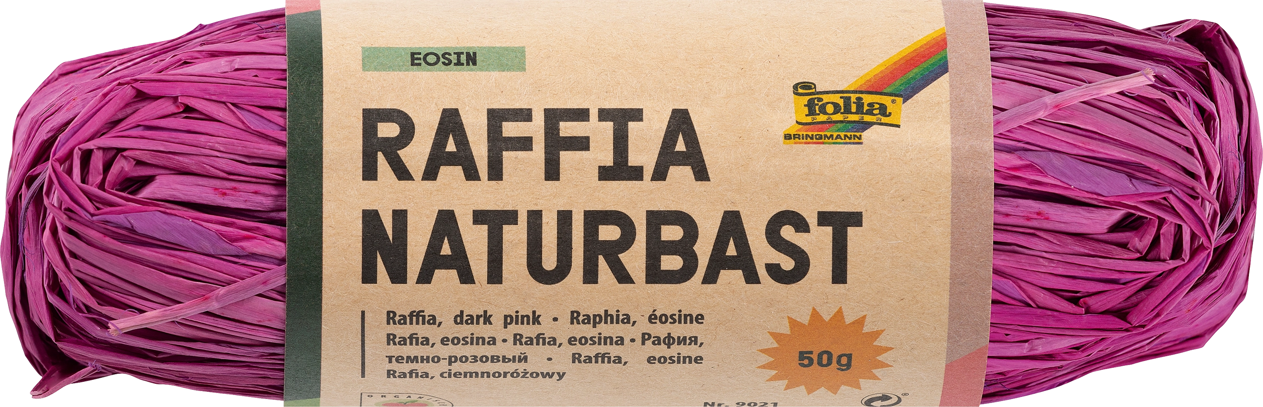 Raffia-Naturbast, Eosin, 1 Stück