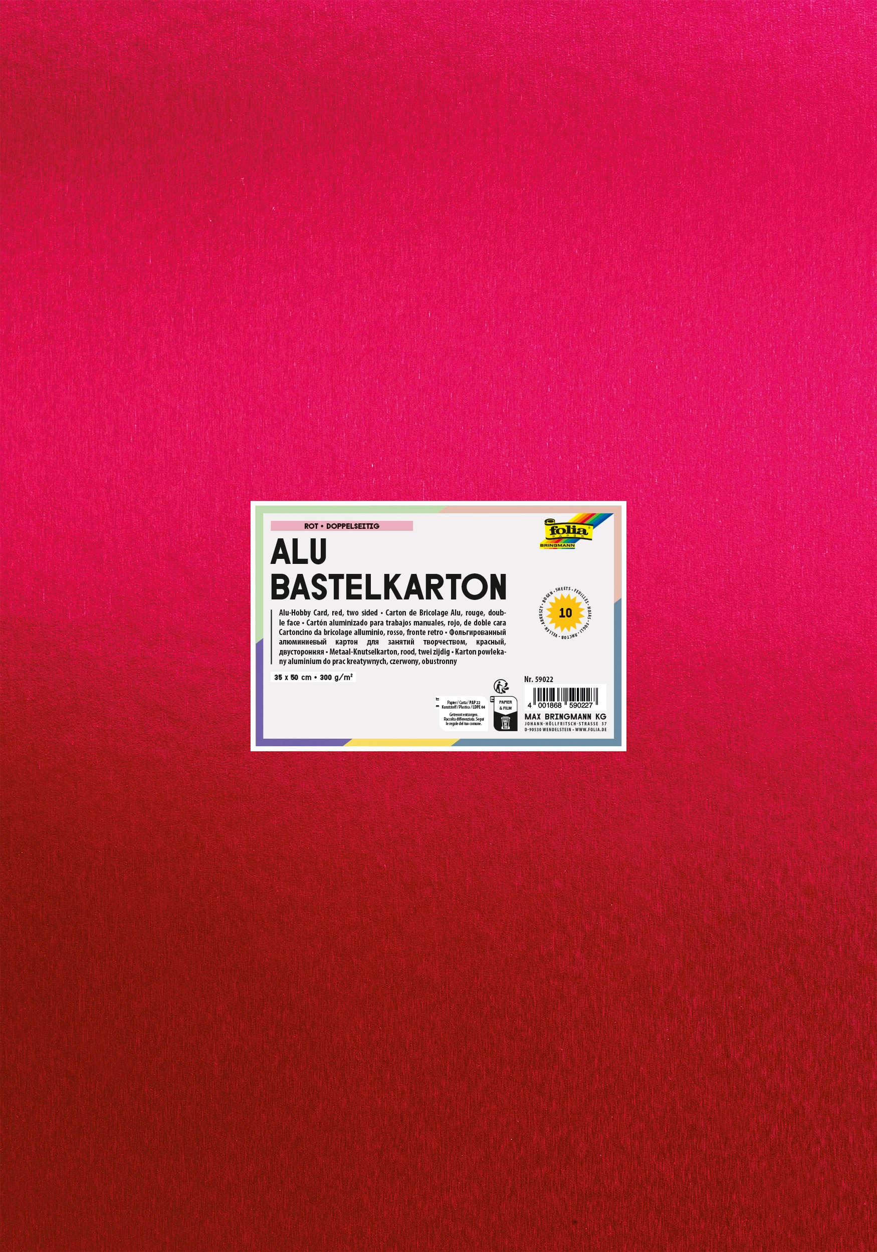 DIY Alu Bastelkarton, Rot, 35 x 50 cm, 10 Blatt