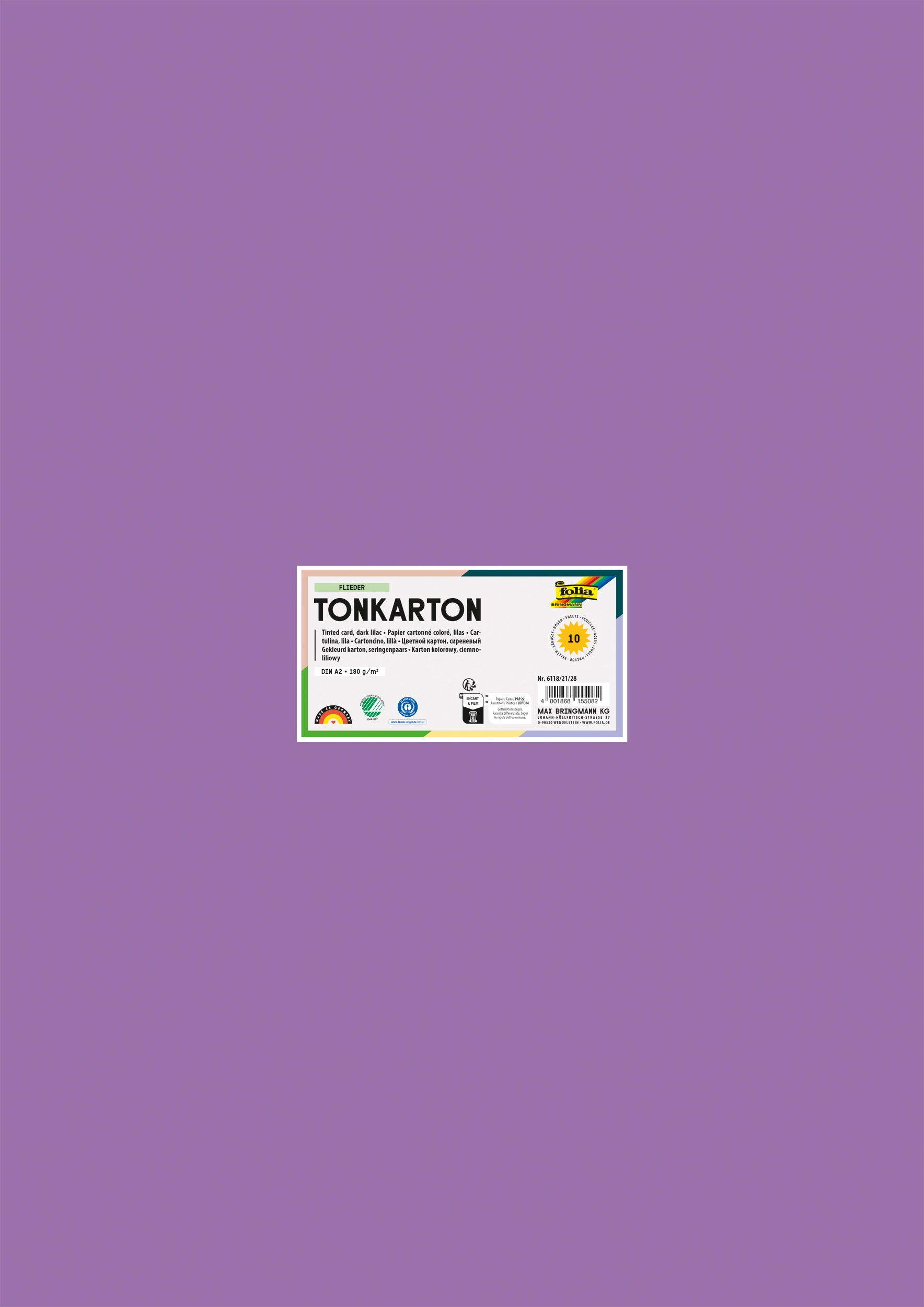 Tinted Card, Dark Lilac, DIN A2, 180 g/m², 10 sheets