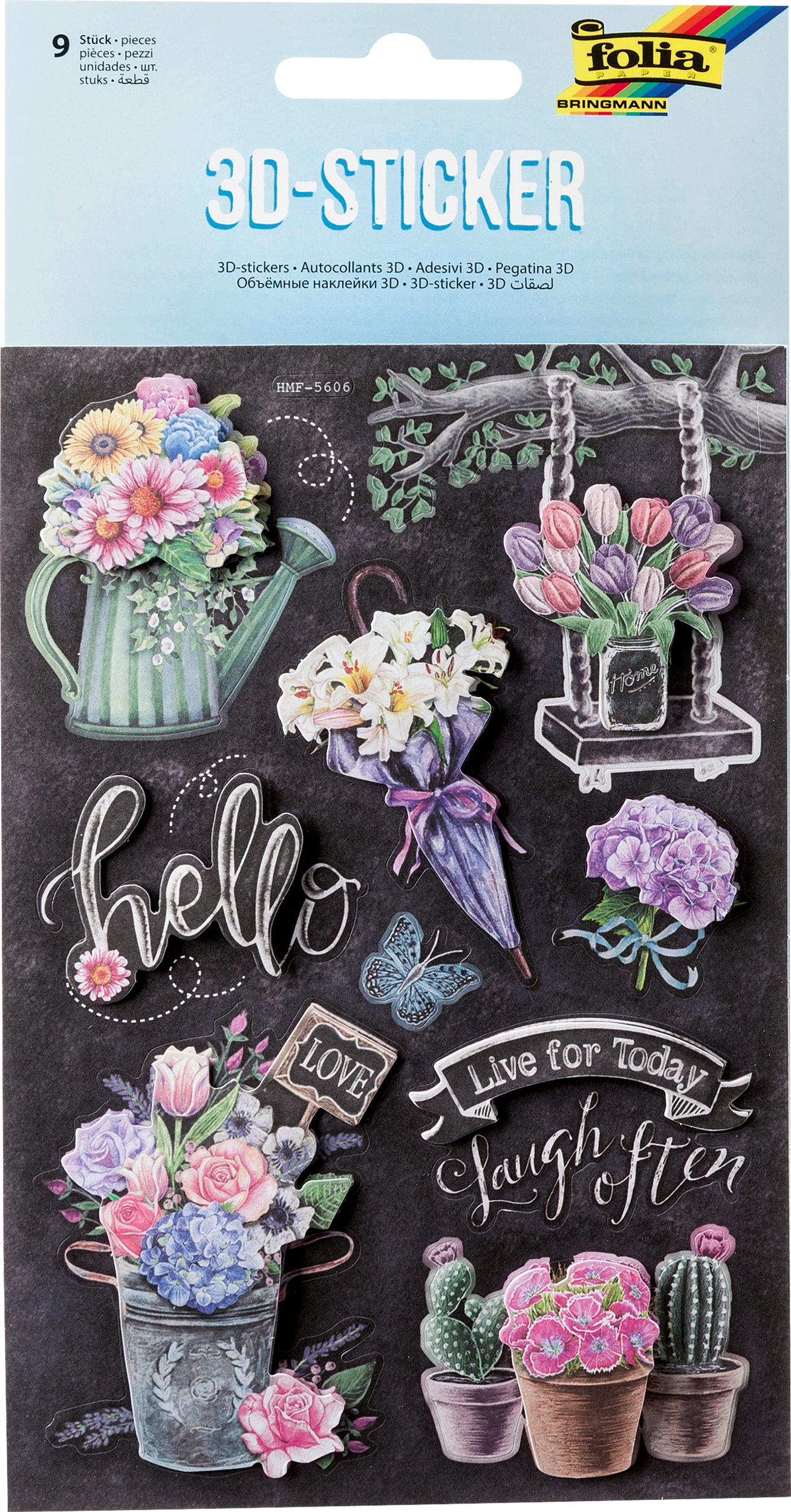 3D Stickers, Cottage Garden, 9 stickers, 1 sheet