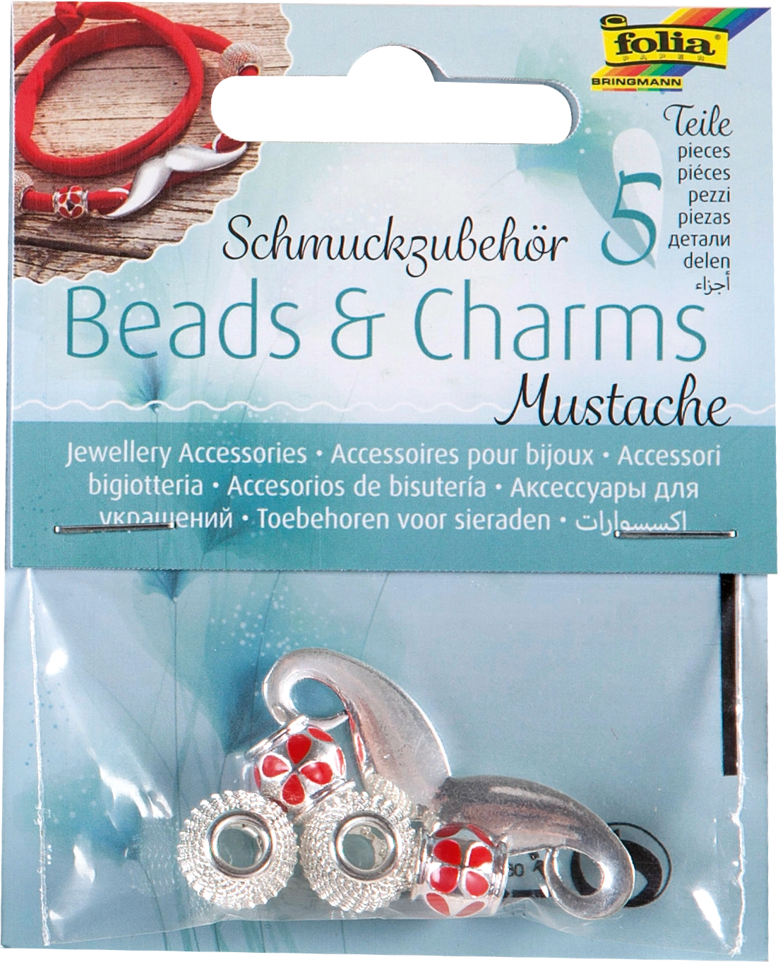 Charms, Mustache, 5 Stück