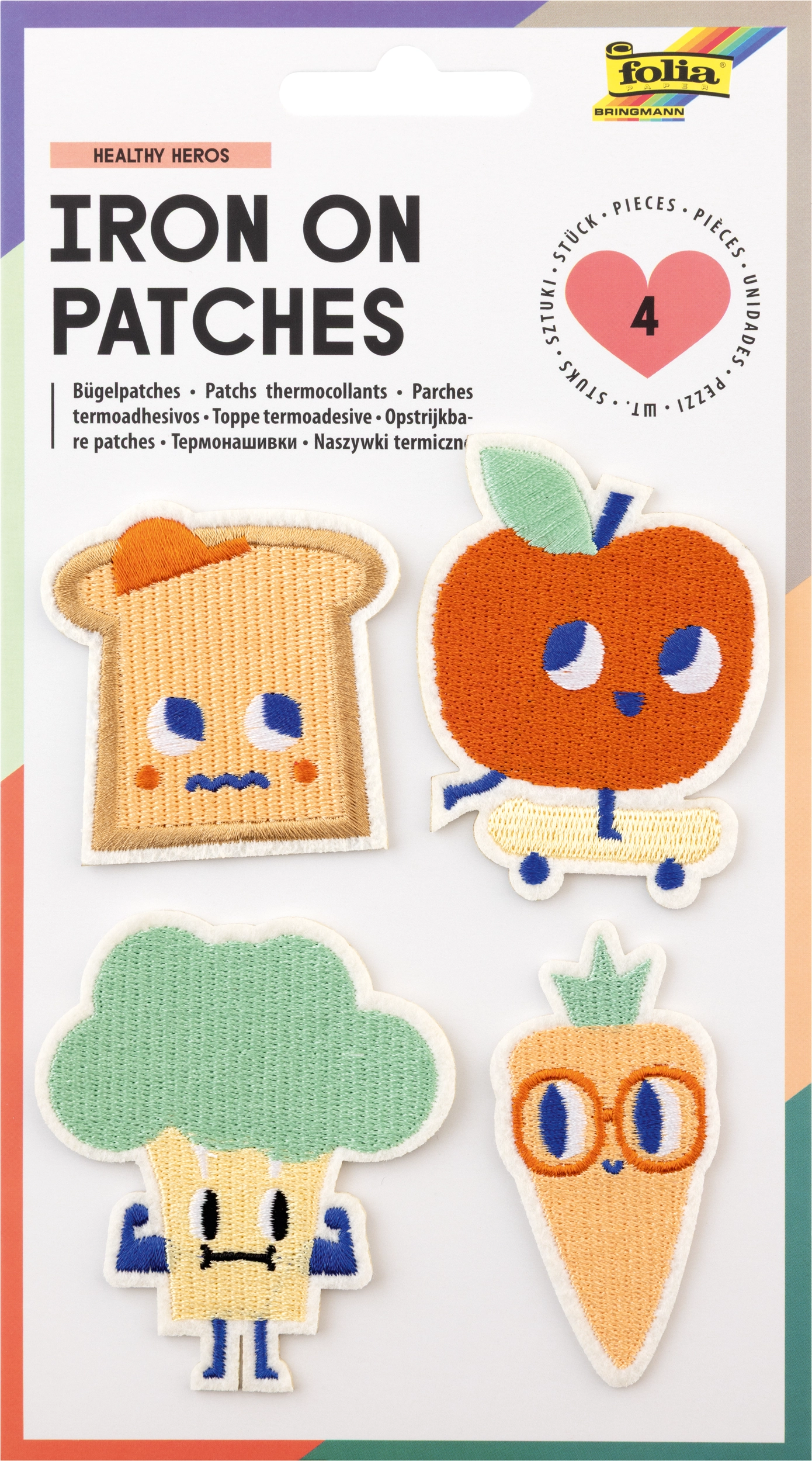 Bügelpatches, Healthy Heros, 4 Stück