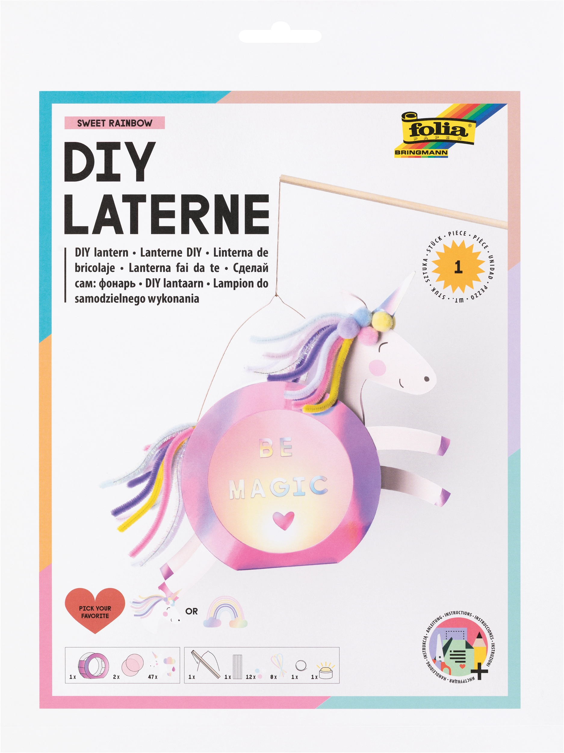 DIY Laterne, Sweet Rainbow, Ø 22 cm