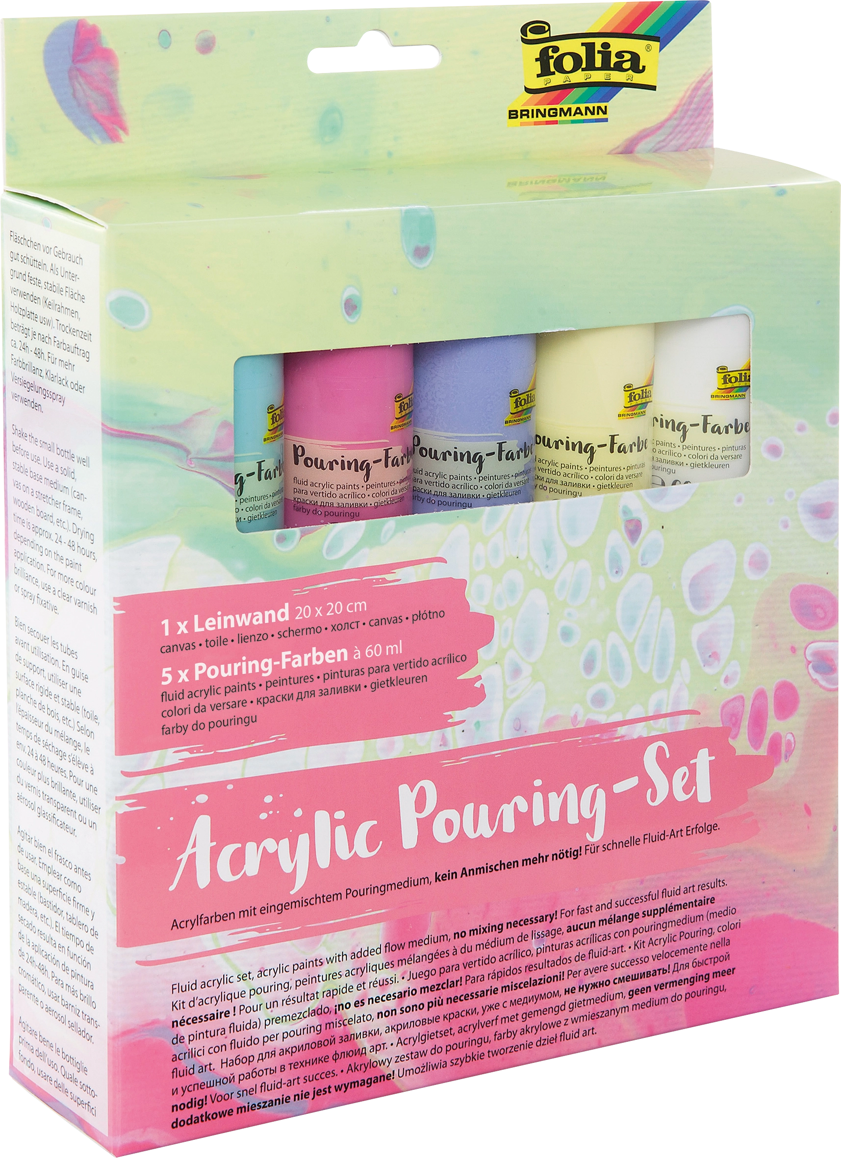 Acrylic Pouring Farben Set, Pastell, Weiß, Dunkelpink, Lila, Blau, Schwarz