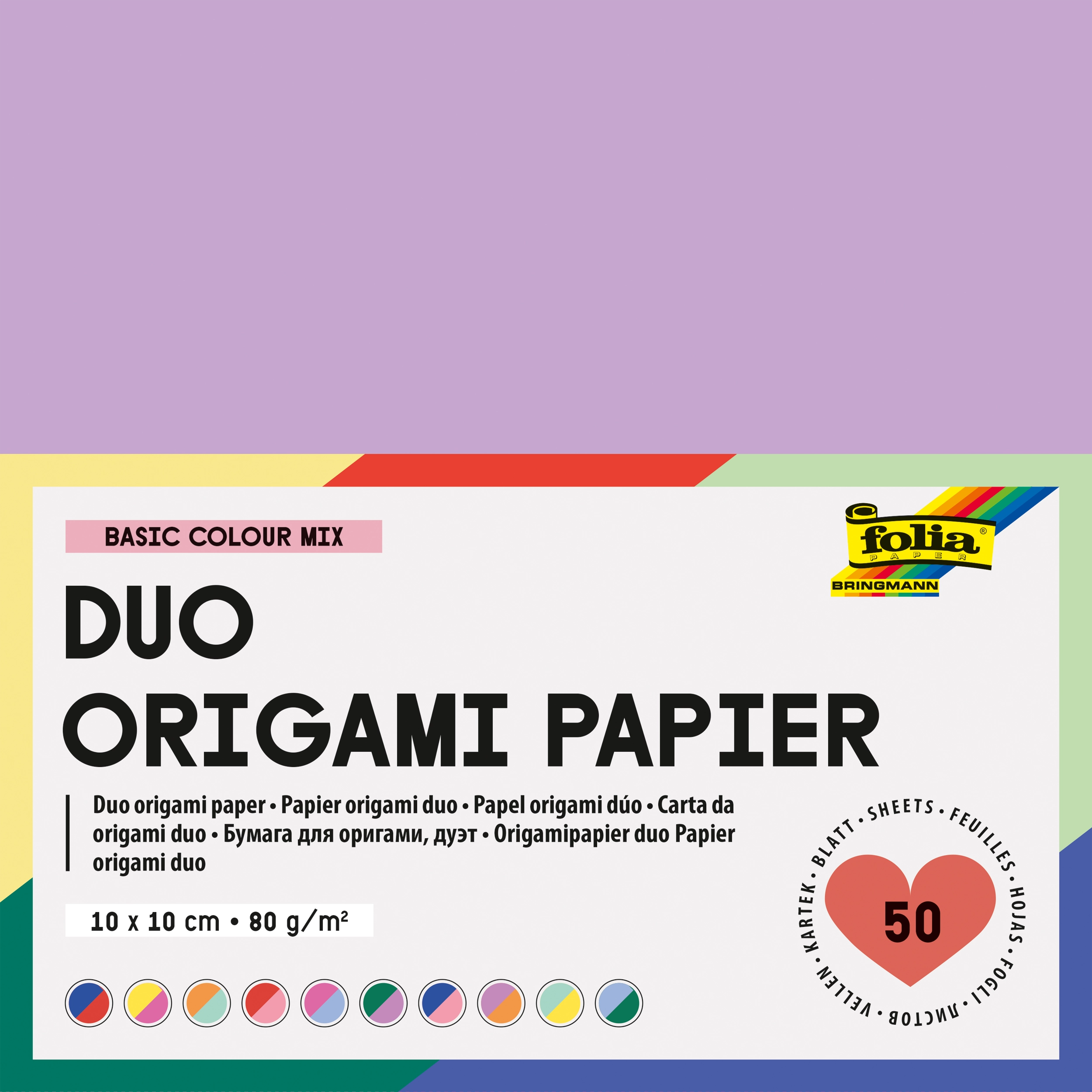 Duo Origamipapier Basic Colour Mix  80g/m²
