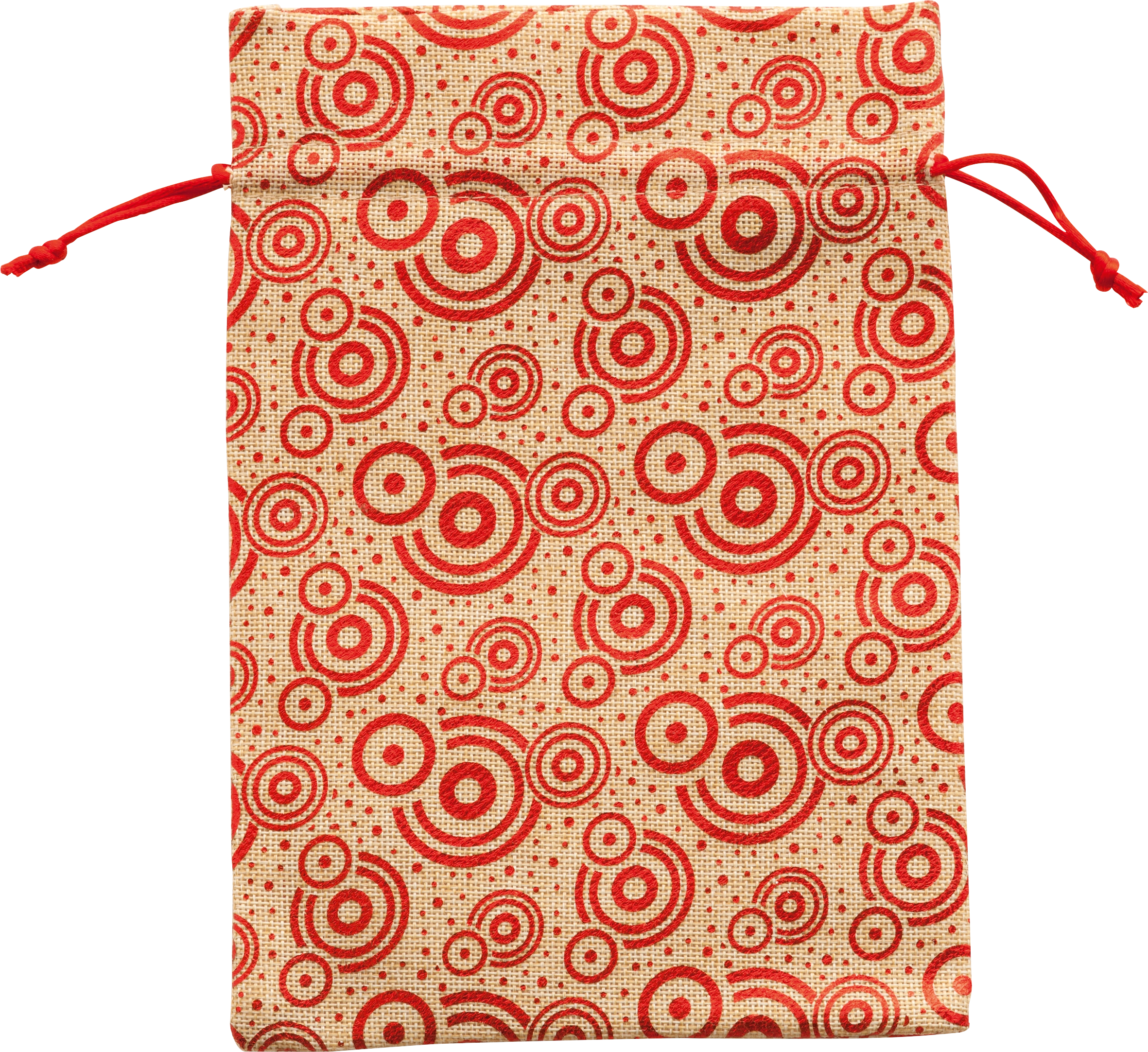 Beutel in Juteoptik, mit roter Folie, 17 x 25 cm, 1 Stück