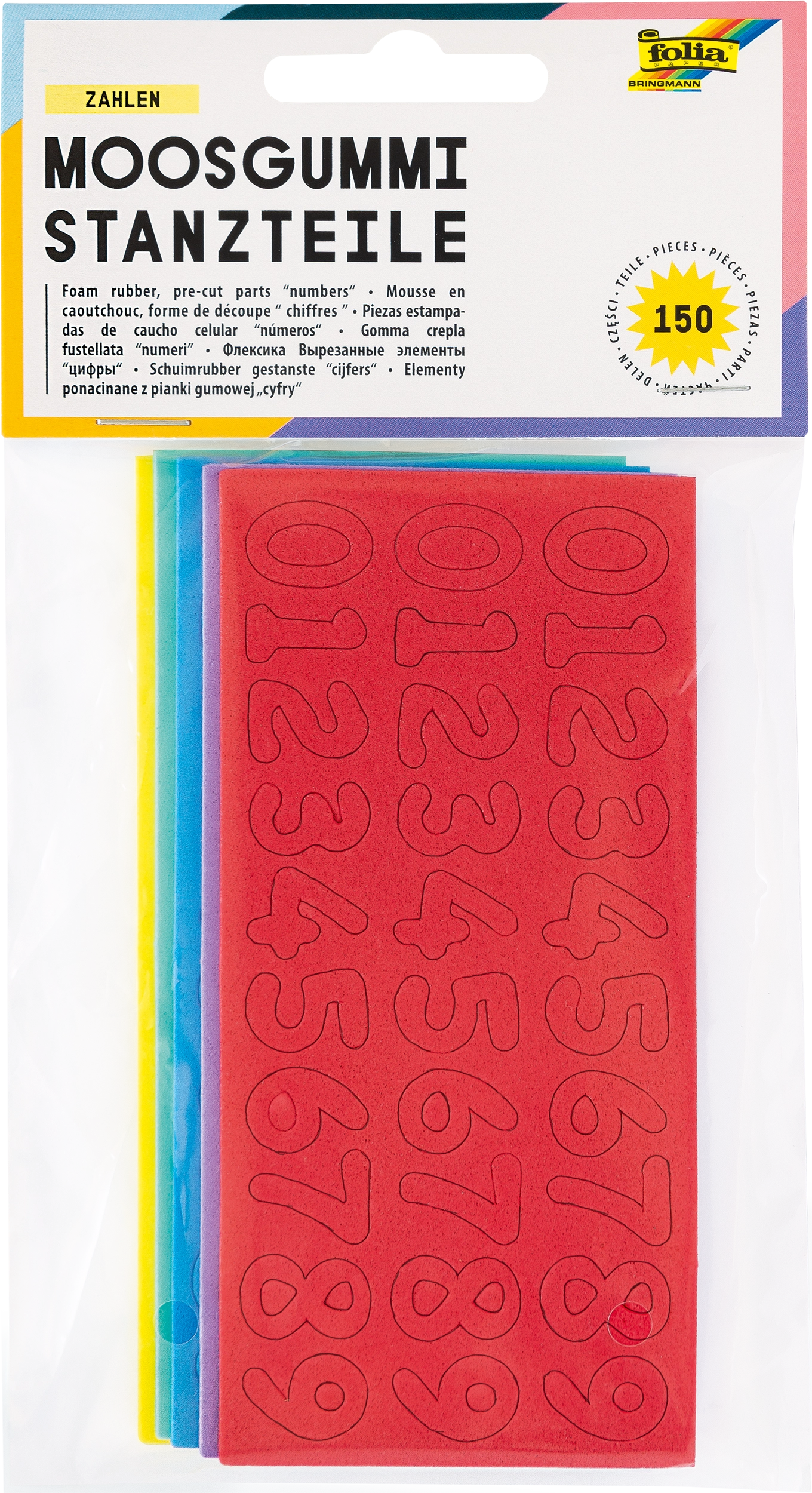 Foam Rubber Die-Cuts, Numbers, 15 mm high, 150 parts