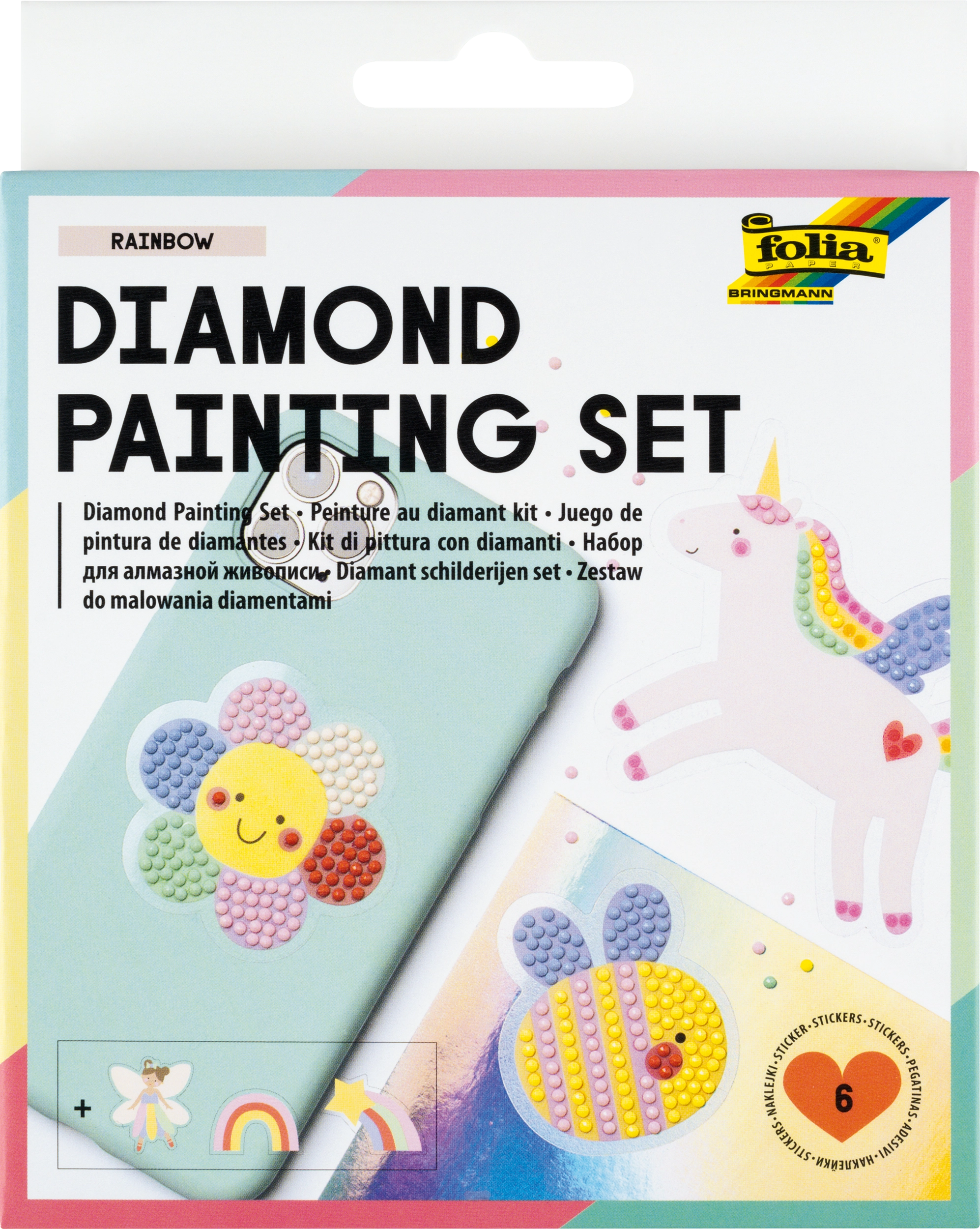 Diamond Painting Set, Rainbow, 6 Motive