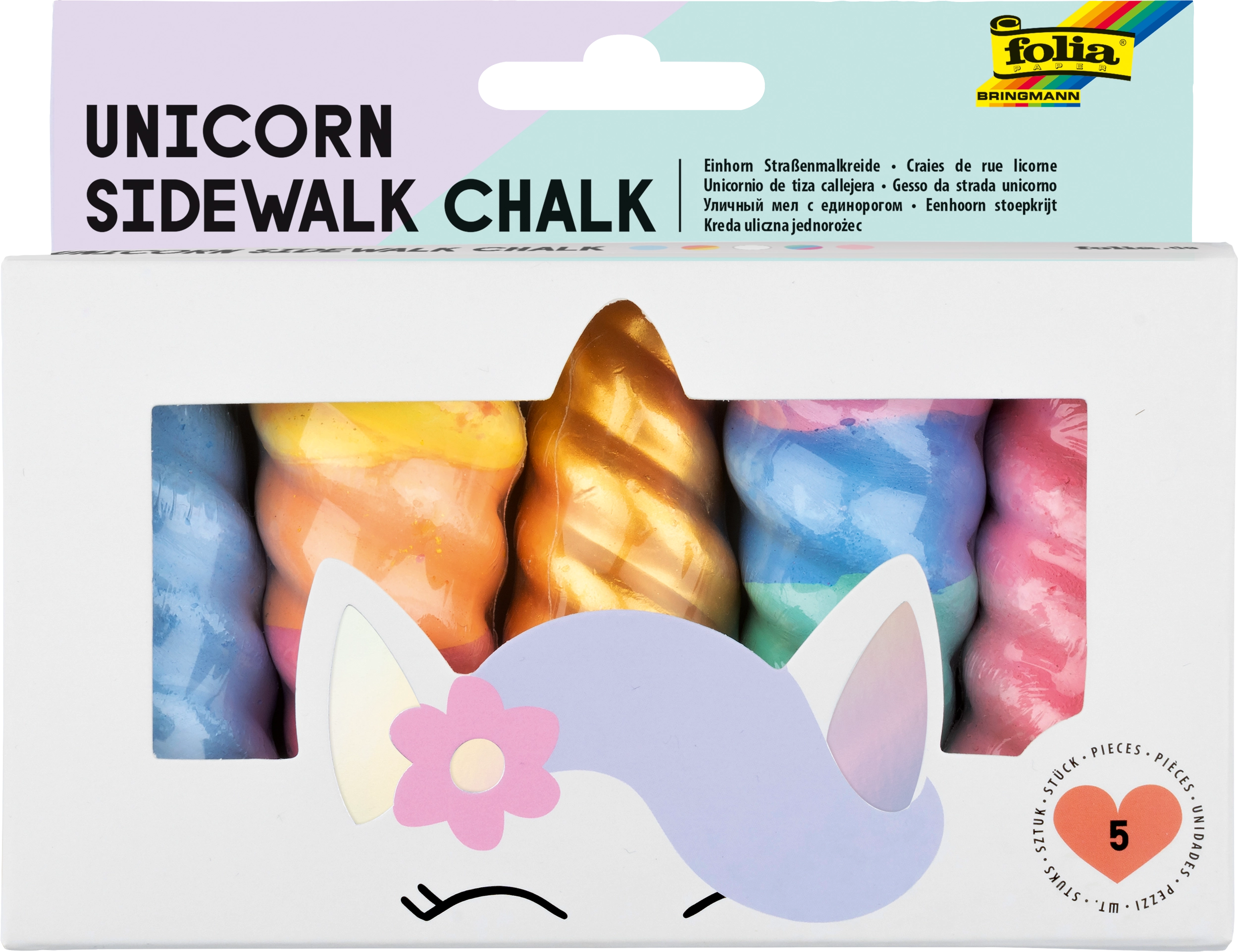 Einhorn Straßenmalkreide, 5 Stück