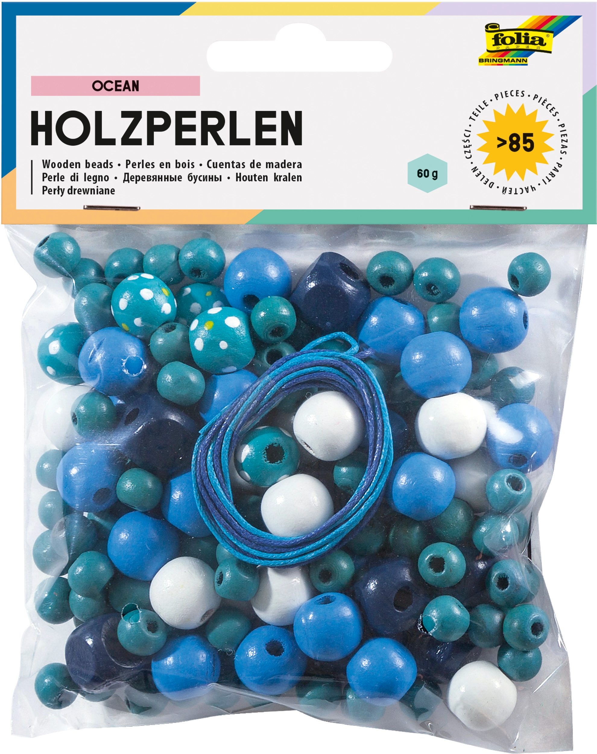 Holzperlen, Ocean, Ø 10 mm, Ø 12 mm, Ø 14 mm, Ø 18 mm, > 85 Teile