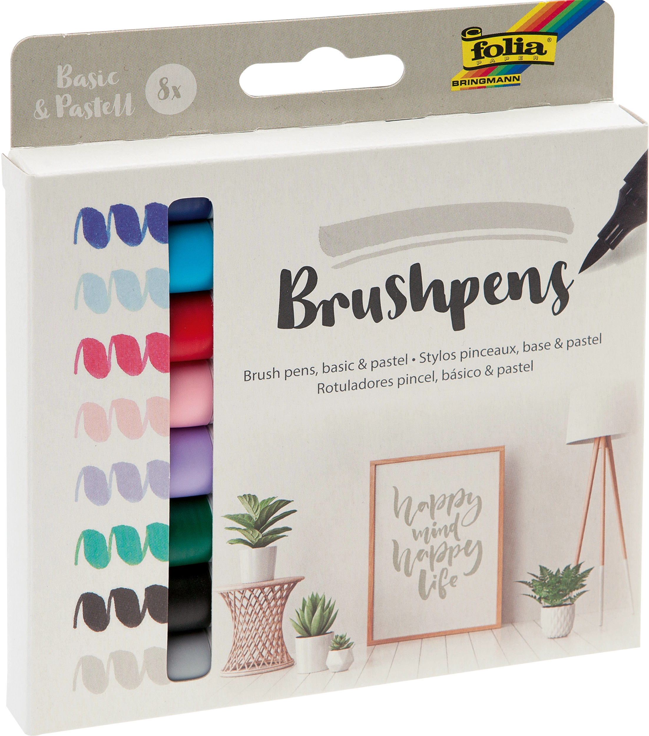 Brushpens, Basic & Pastell, 8 Stifte