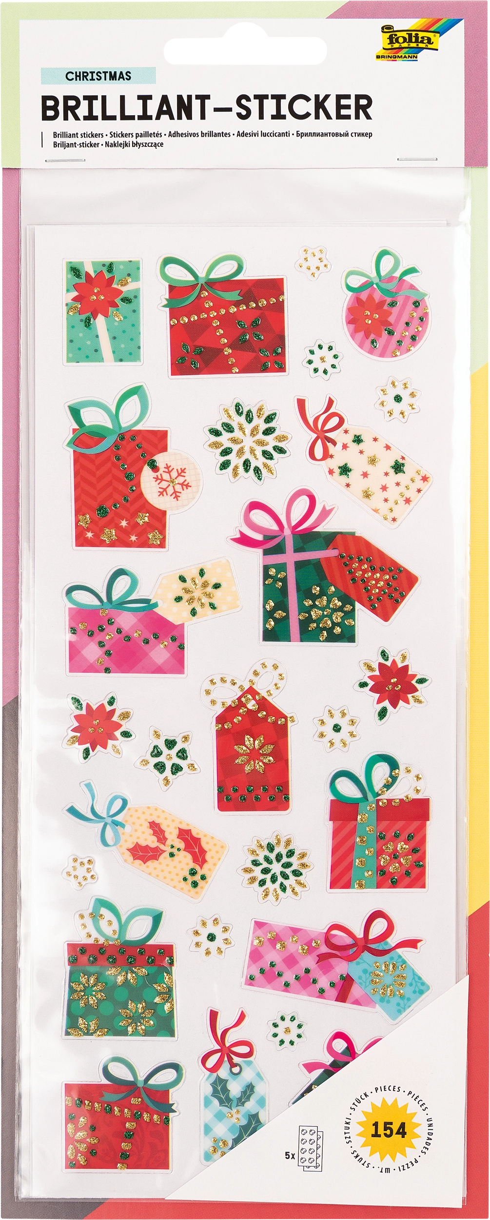 Brillant-Sticker, Weihnachten, 154 Sticker, 5 Blatt