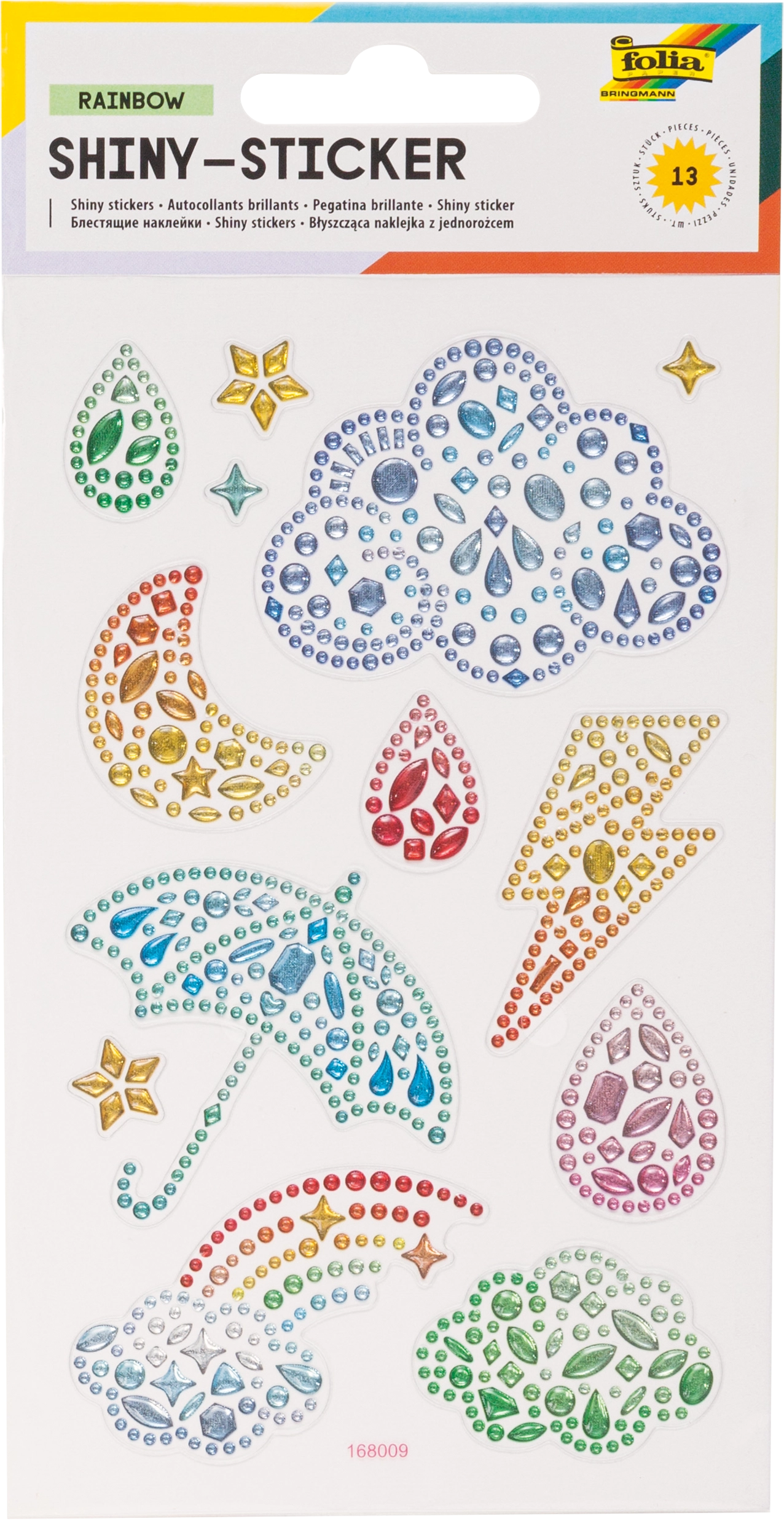 Shiny-Sticker, Regenbogen, 13 Sticker, 1 Blatt