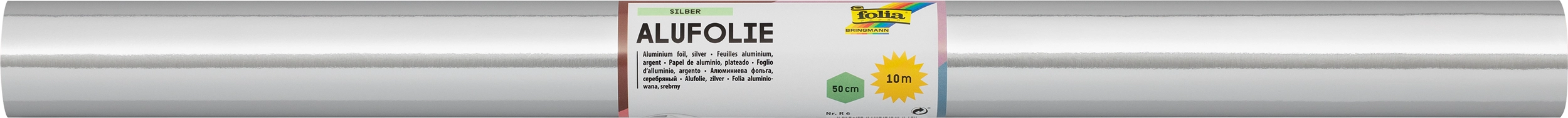 Alufolie Einseitig, Silber, 50 cm x 10 m, 1 Rolle