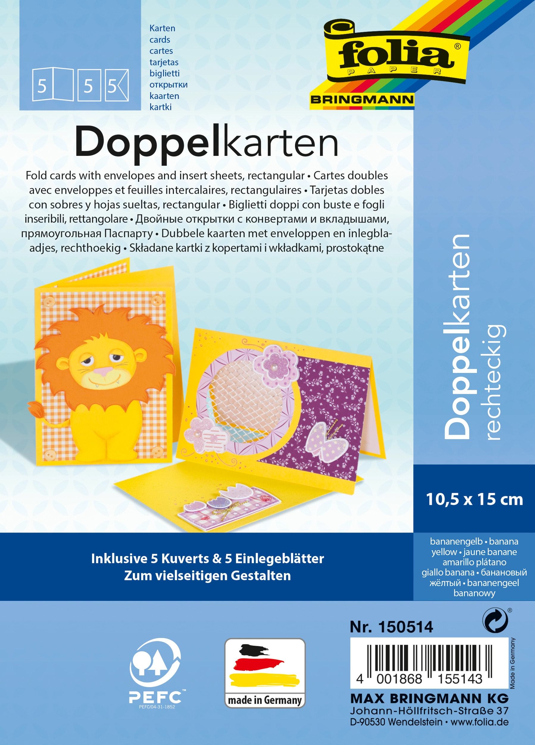 Klappkarten, Bananengelb, Rechteckig