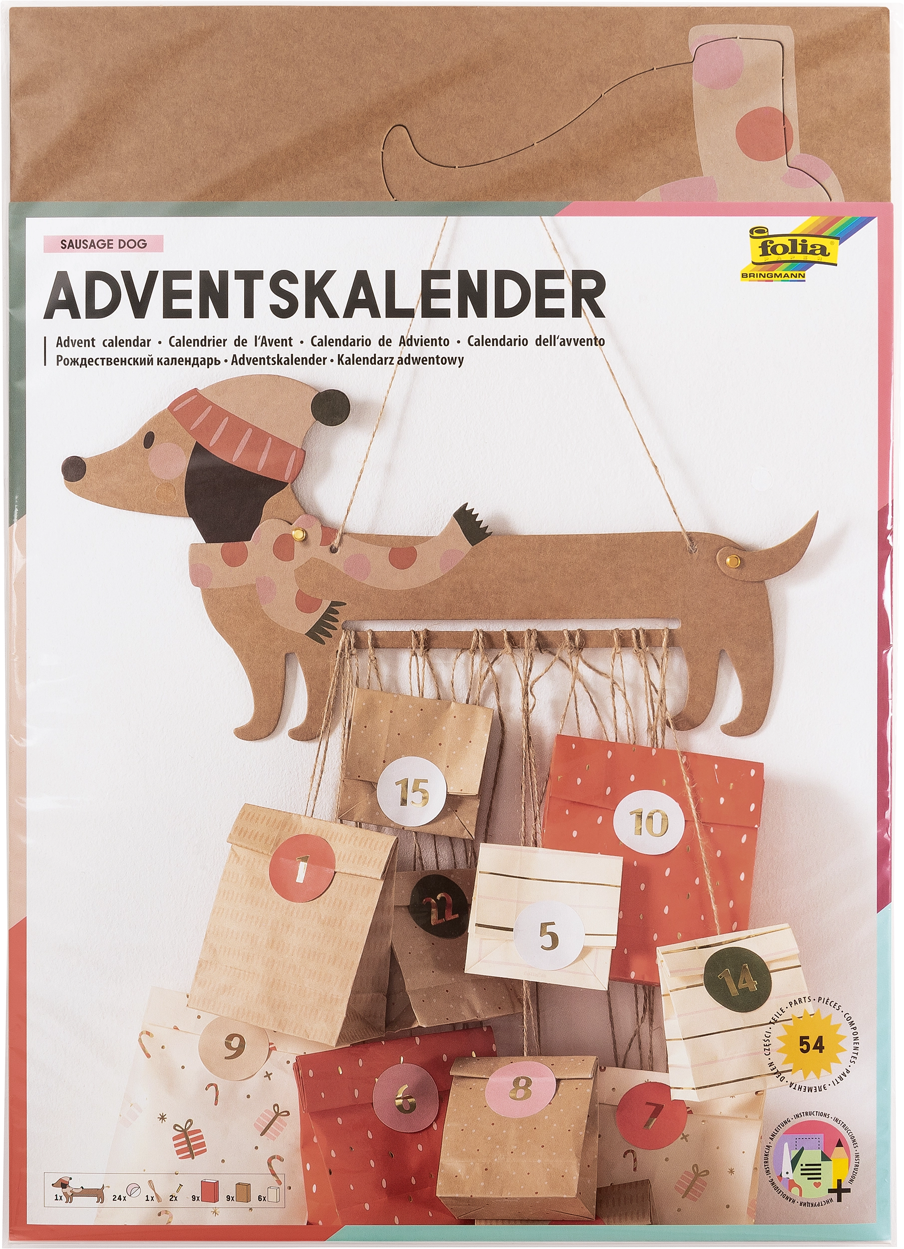 Adventskalender-Set, Sausage Dog, 54 Teile