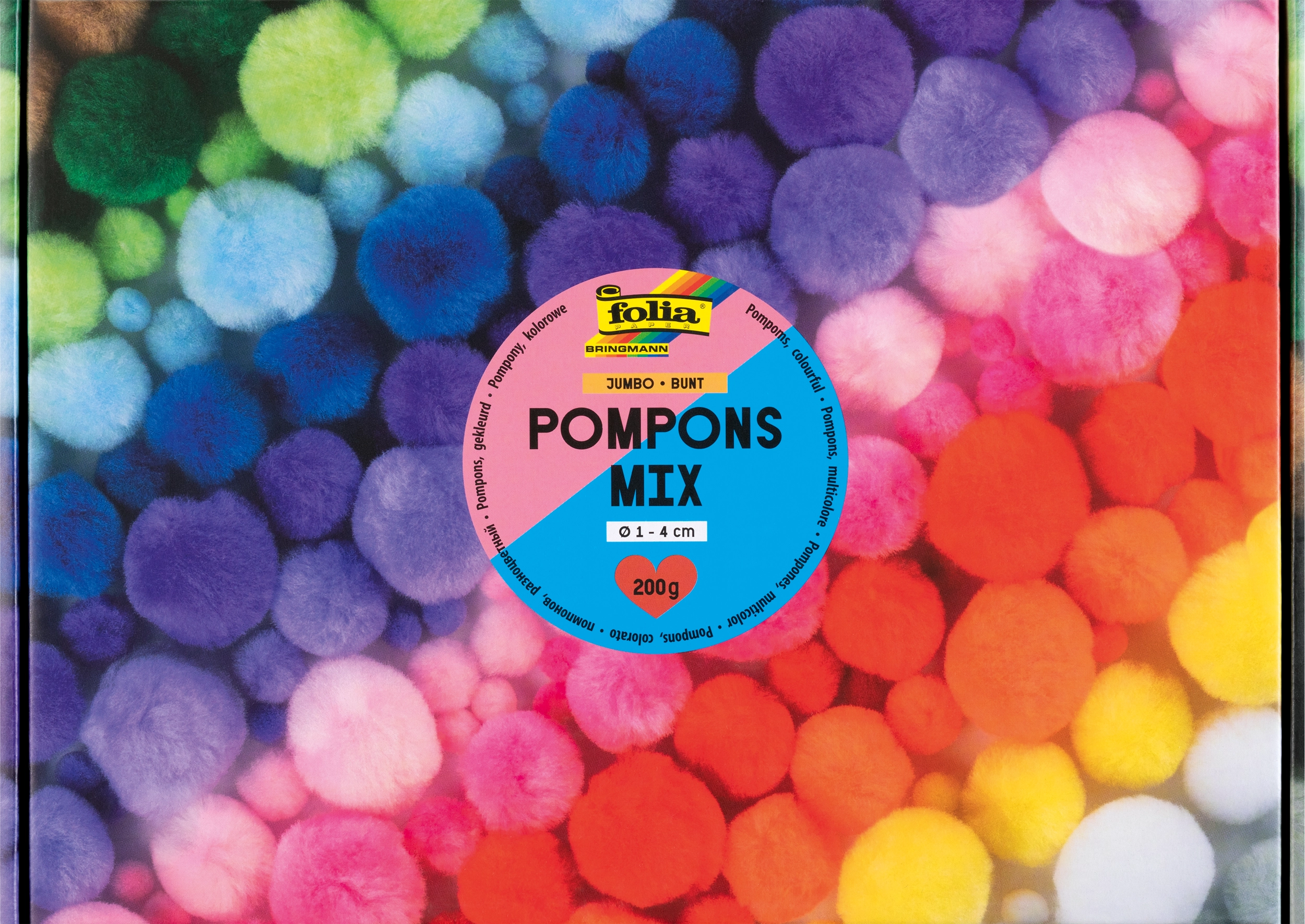 Pompons Mix, Jumbo, Mix Bunt