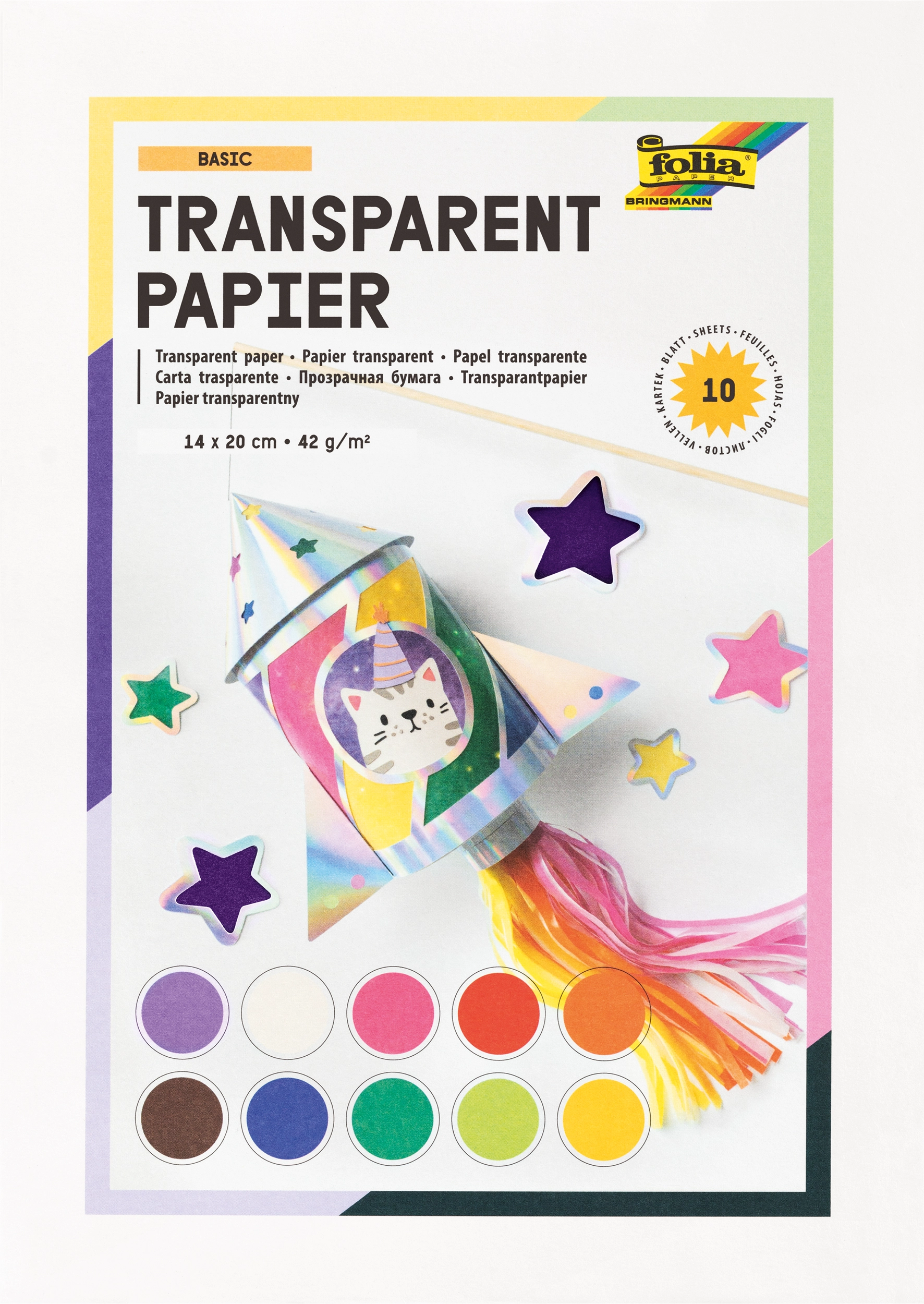 Transparentpapier, Basic, 14 x 20 cm, 42 g/m², 10 Blatt