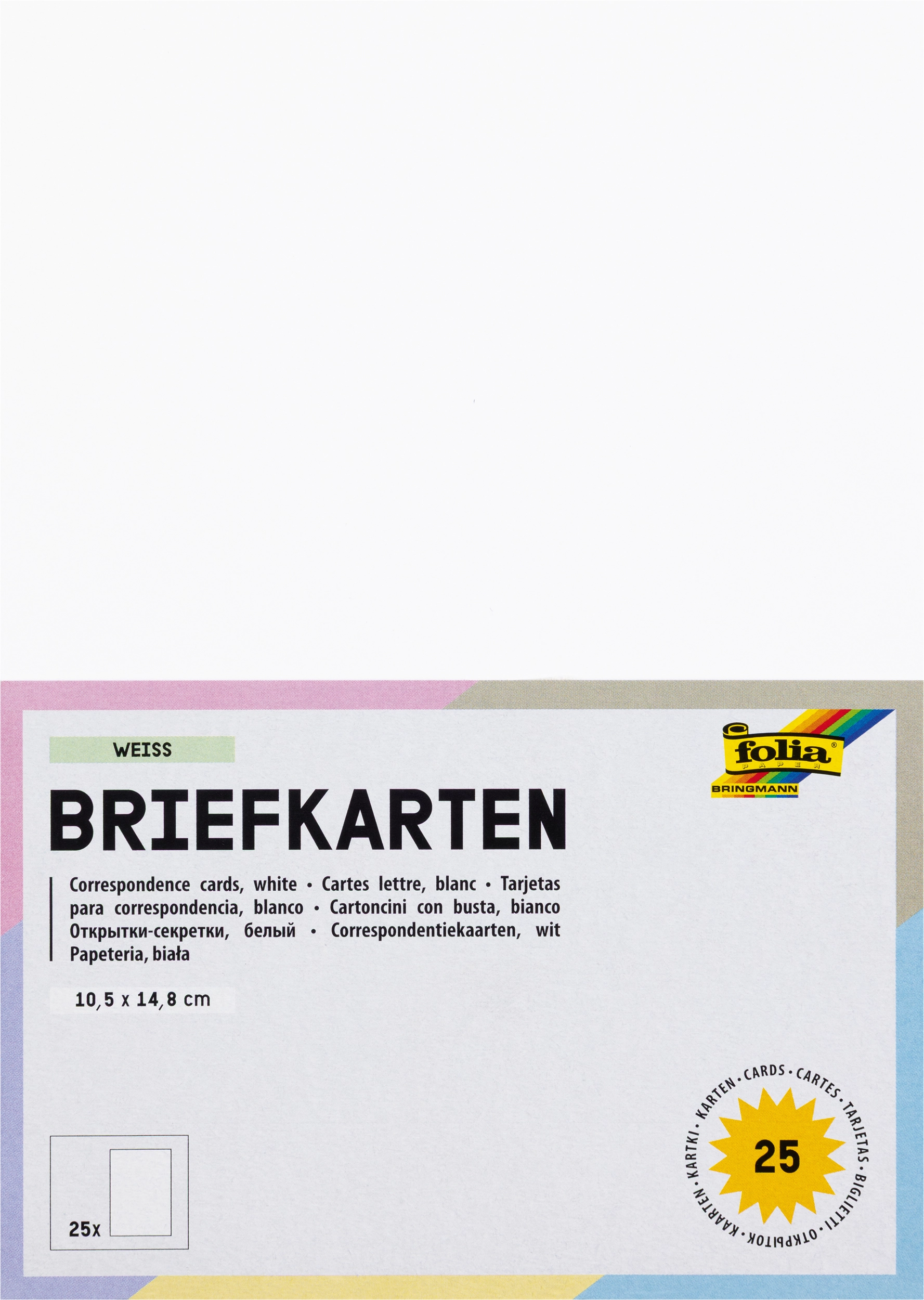 Briefkarten, Weiß, DIN A6, Hochformat, 190 g/m², 25 Stück