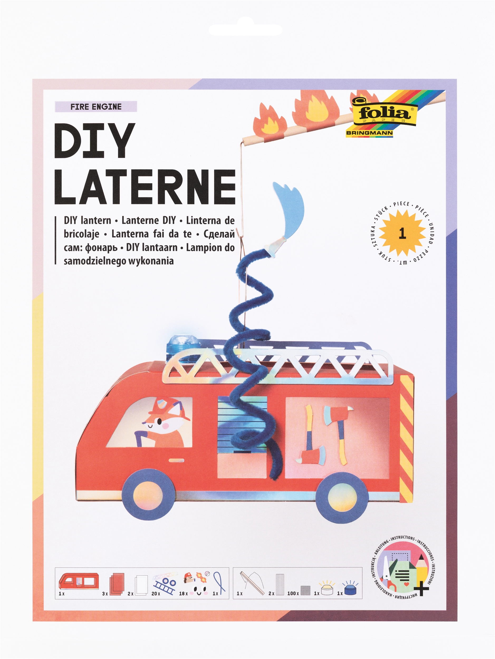 DIY Laterne, Feuerwehrauto