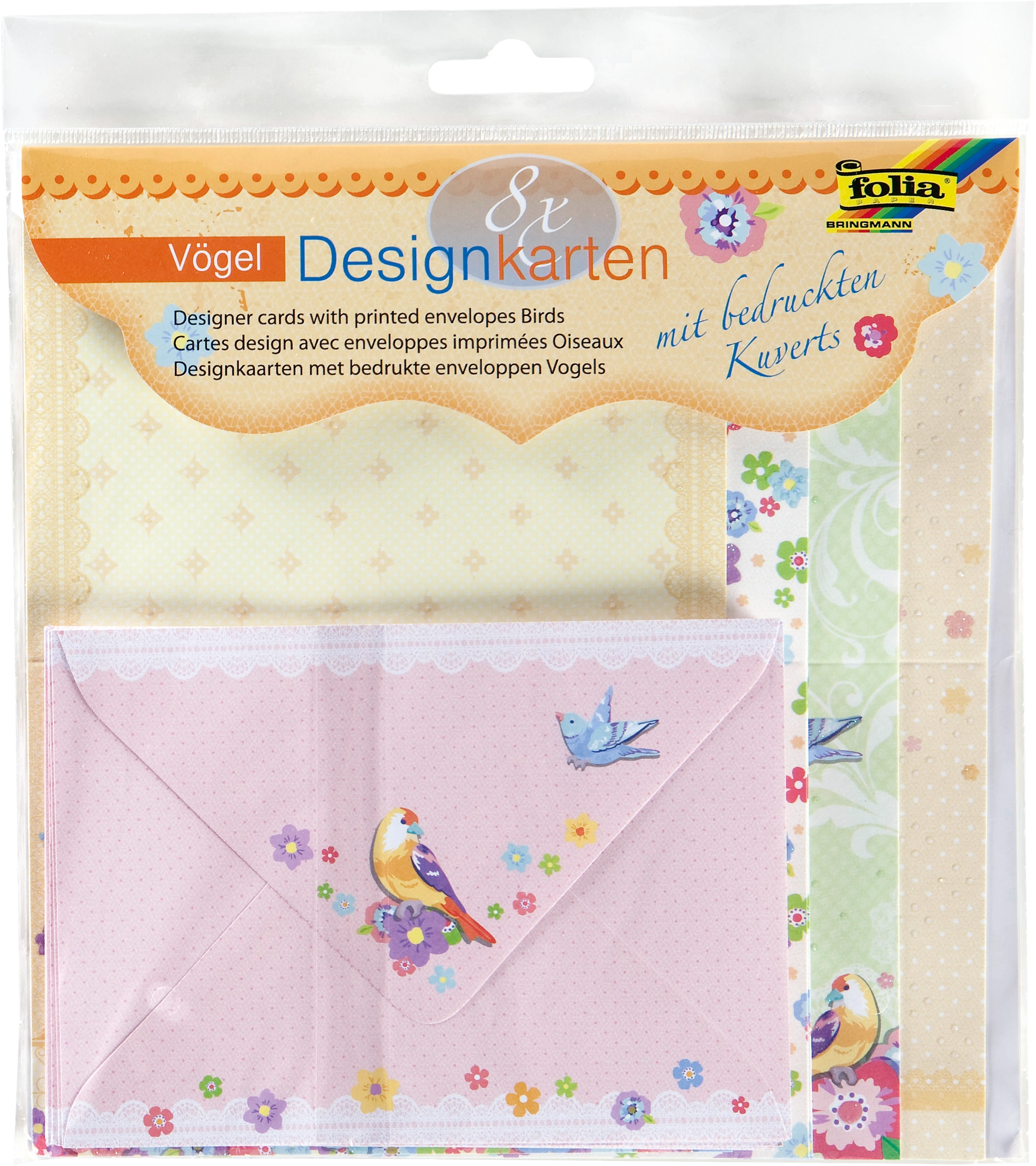 Designkarten, Vögel, DIN A6, 100 g/m², 220 g/m², 8 Stück