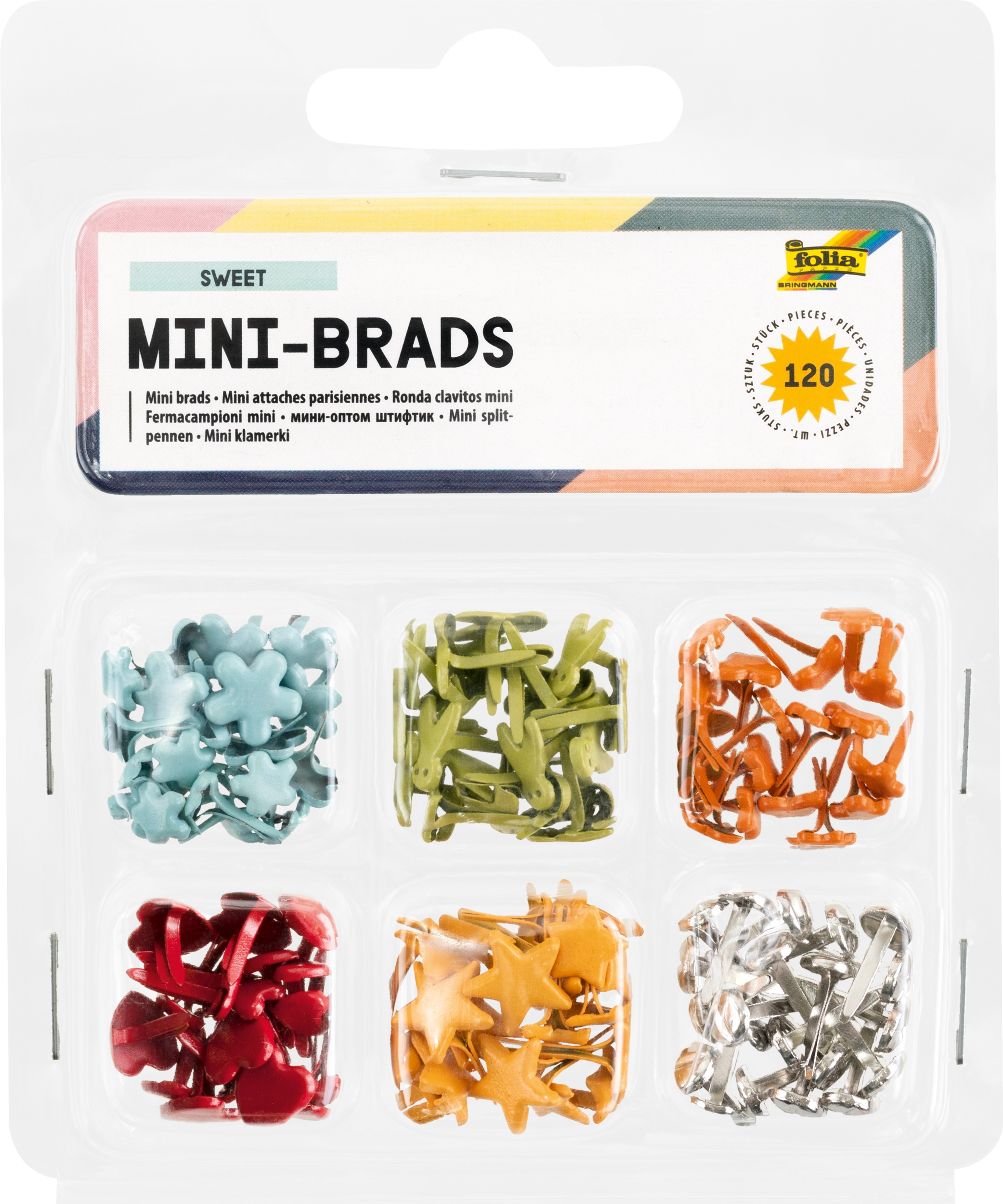 Mini-Brads, Sweet, 120 Stück