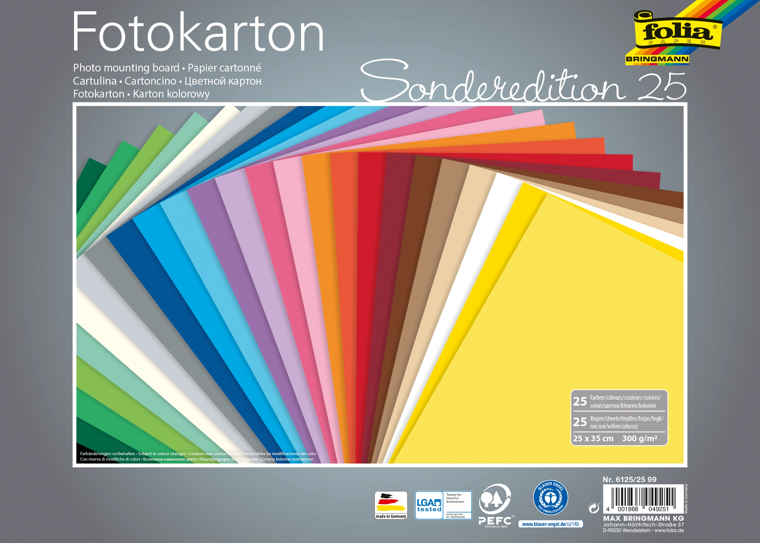 Photo Mounting Board Pad Special Edition, Basic, 25 Colours, 25 x 35 cm, 300 g/m², 25 sheets