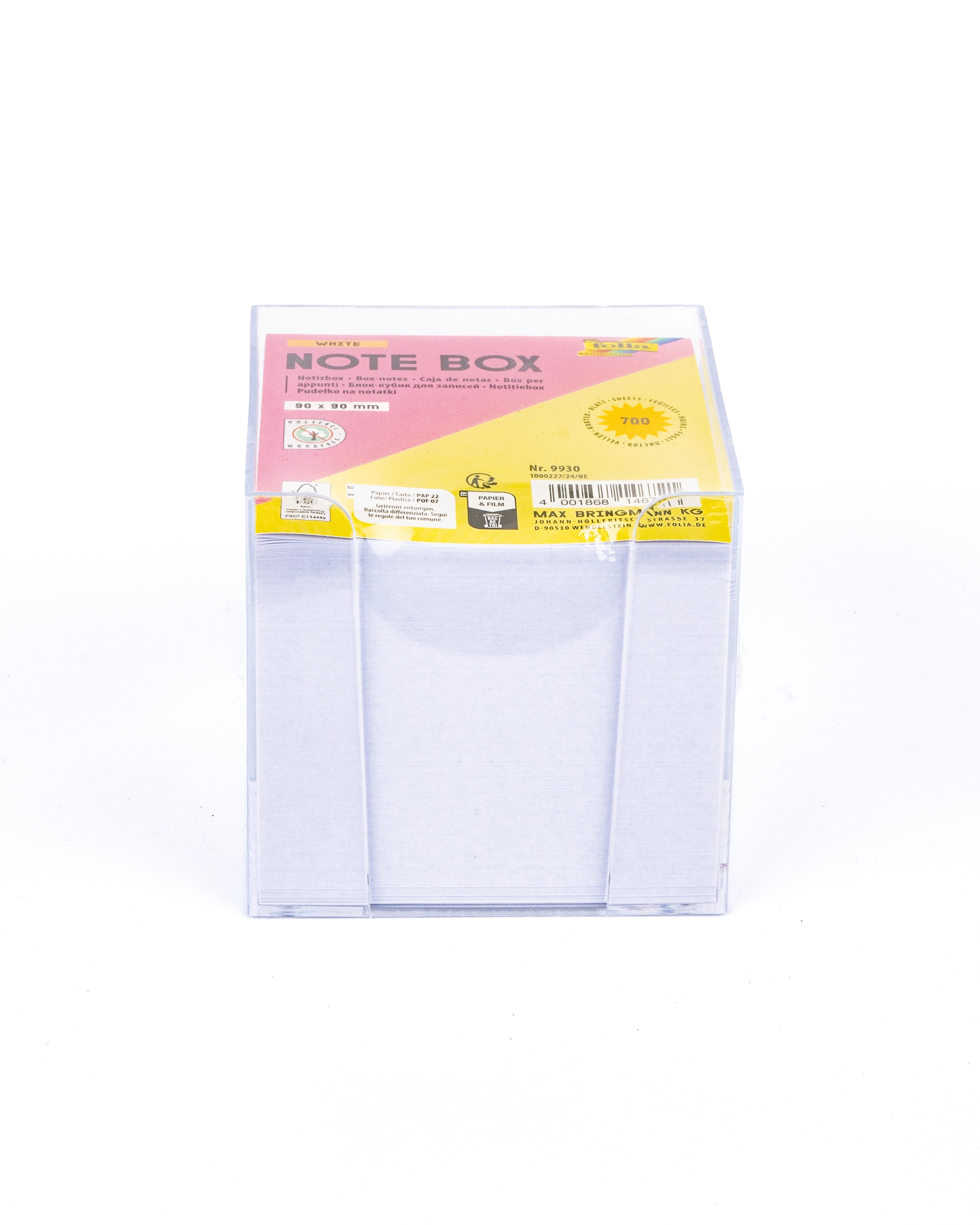 Notizbox, Weiß , 9 x 9 cm, 700 Blatt