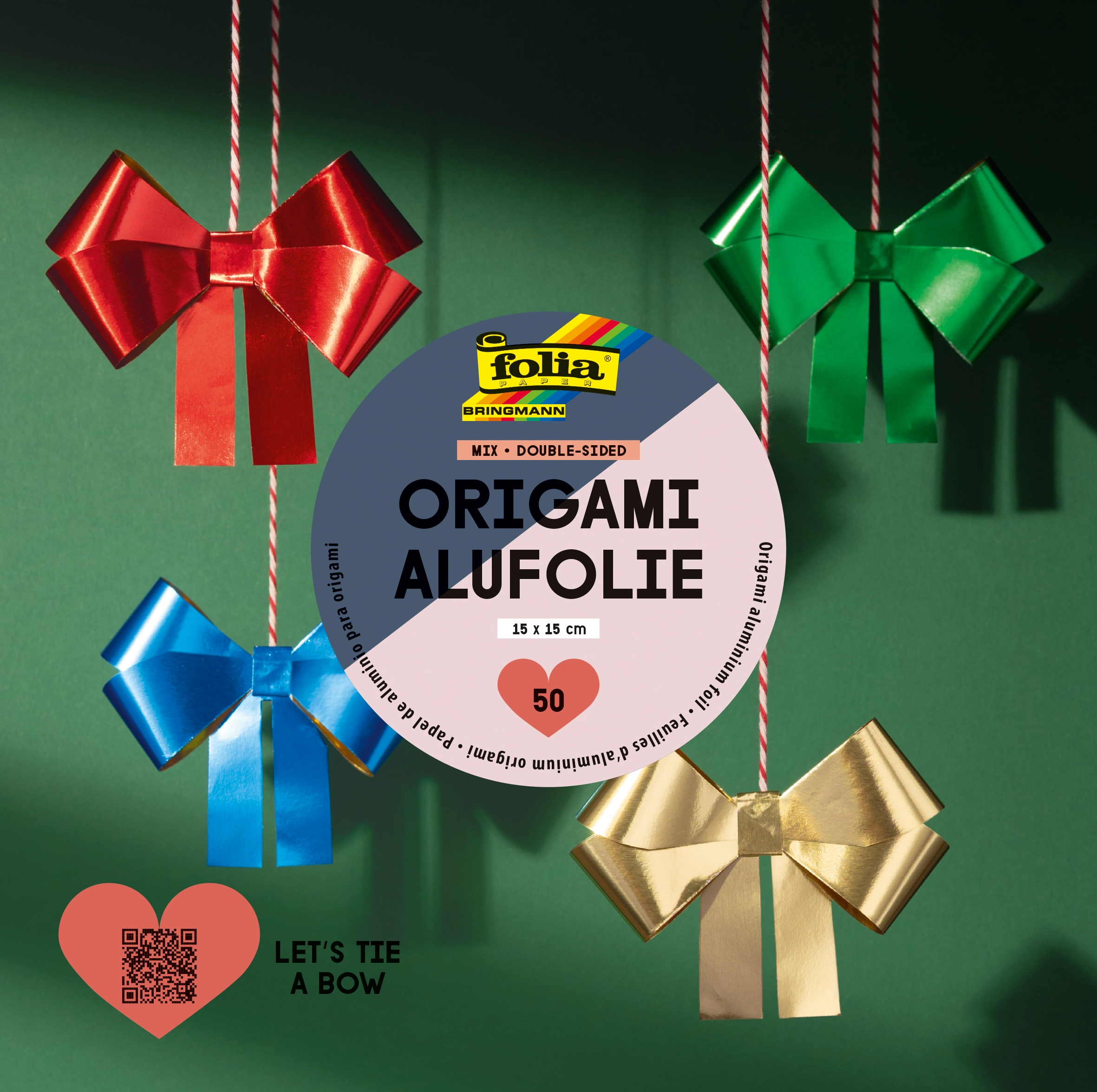 Origami Aluminium Foil, Mix, Double-Sided, 15 x 15 cm, 50 sheets