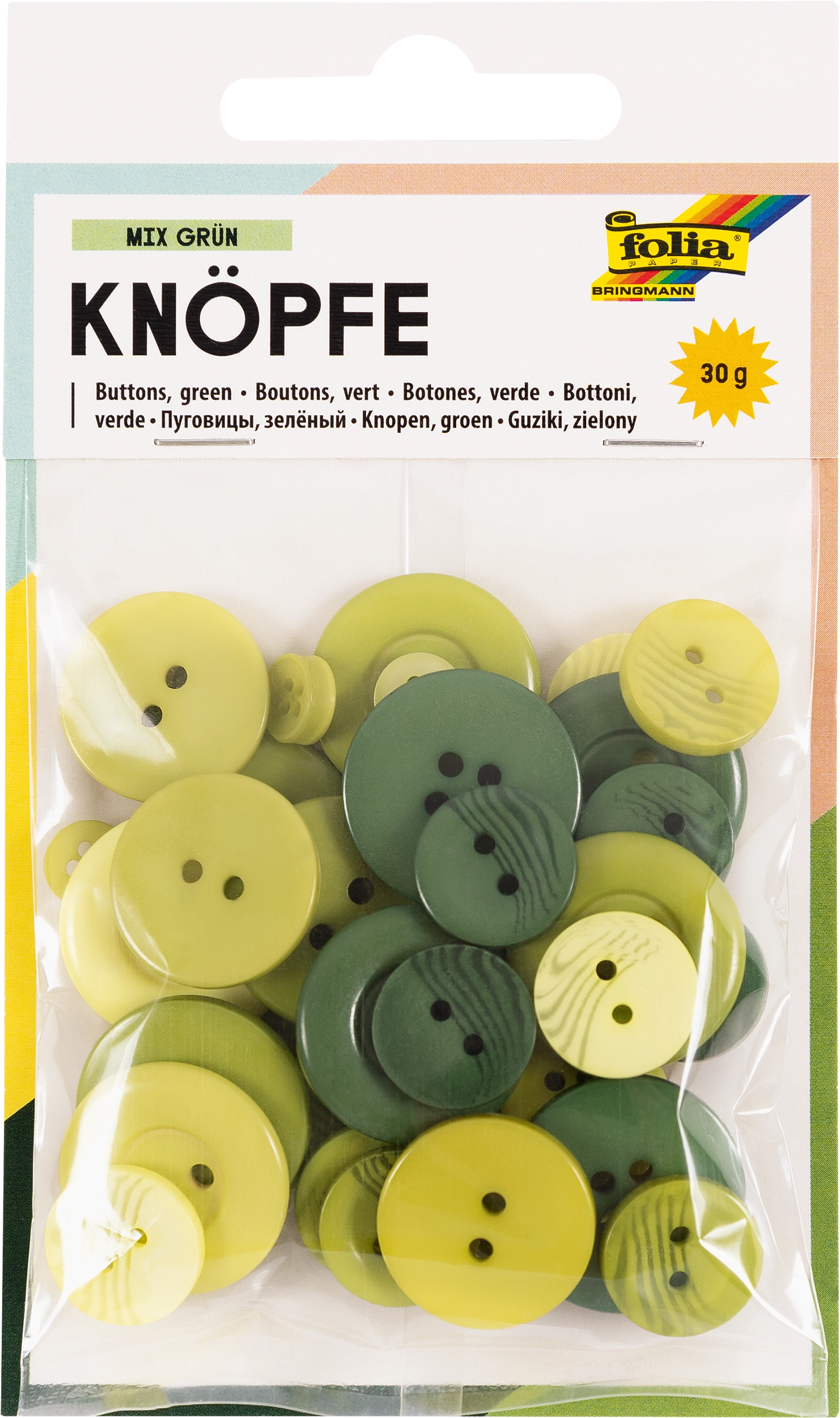Buttons, Mix green, 30 g