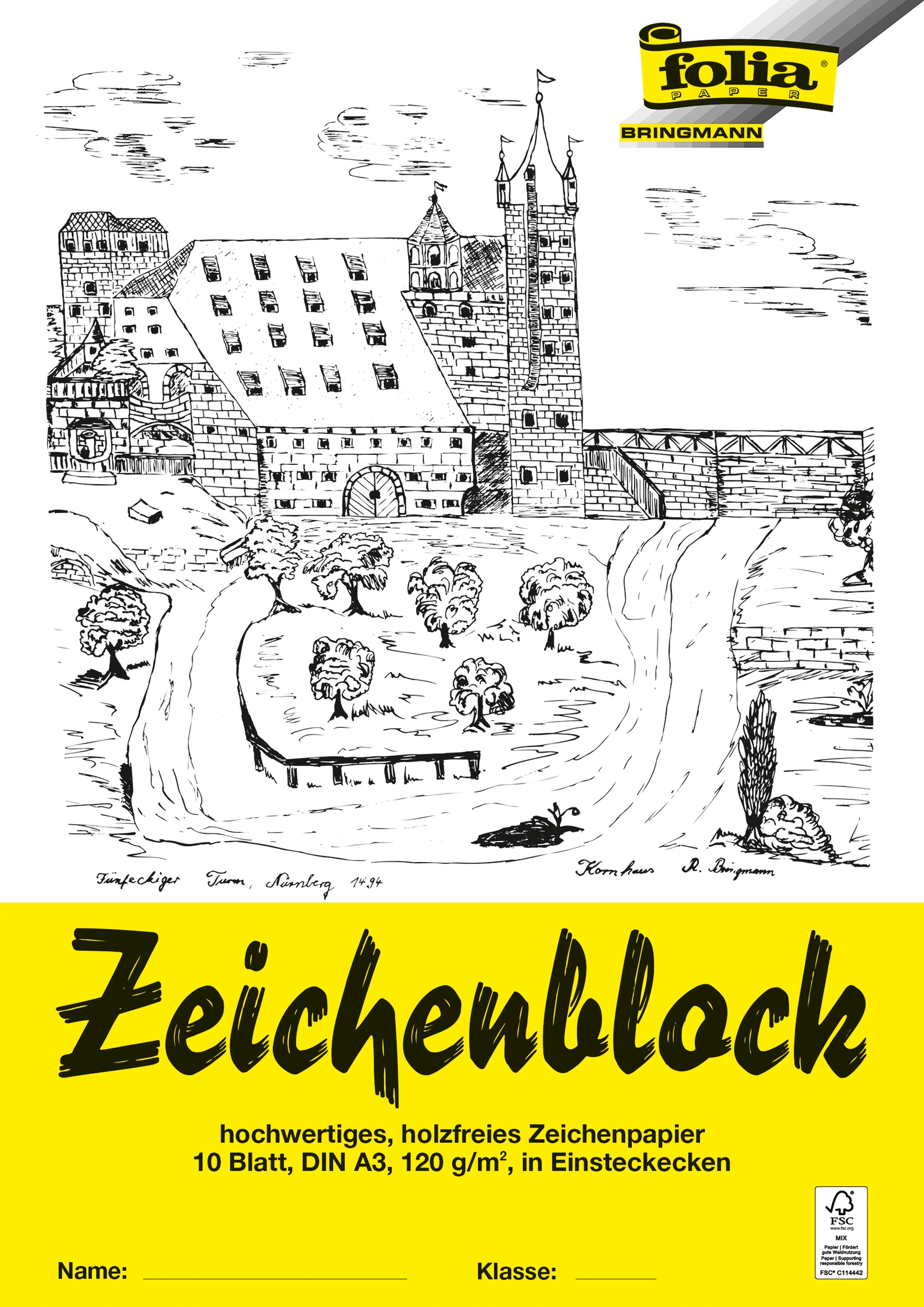 Drawing Pad, DIN A3, 120 g/m², 10 sheets, 1 pad