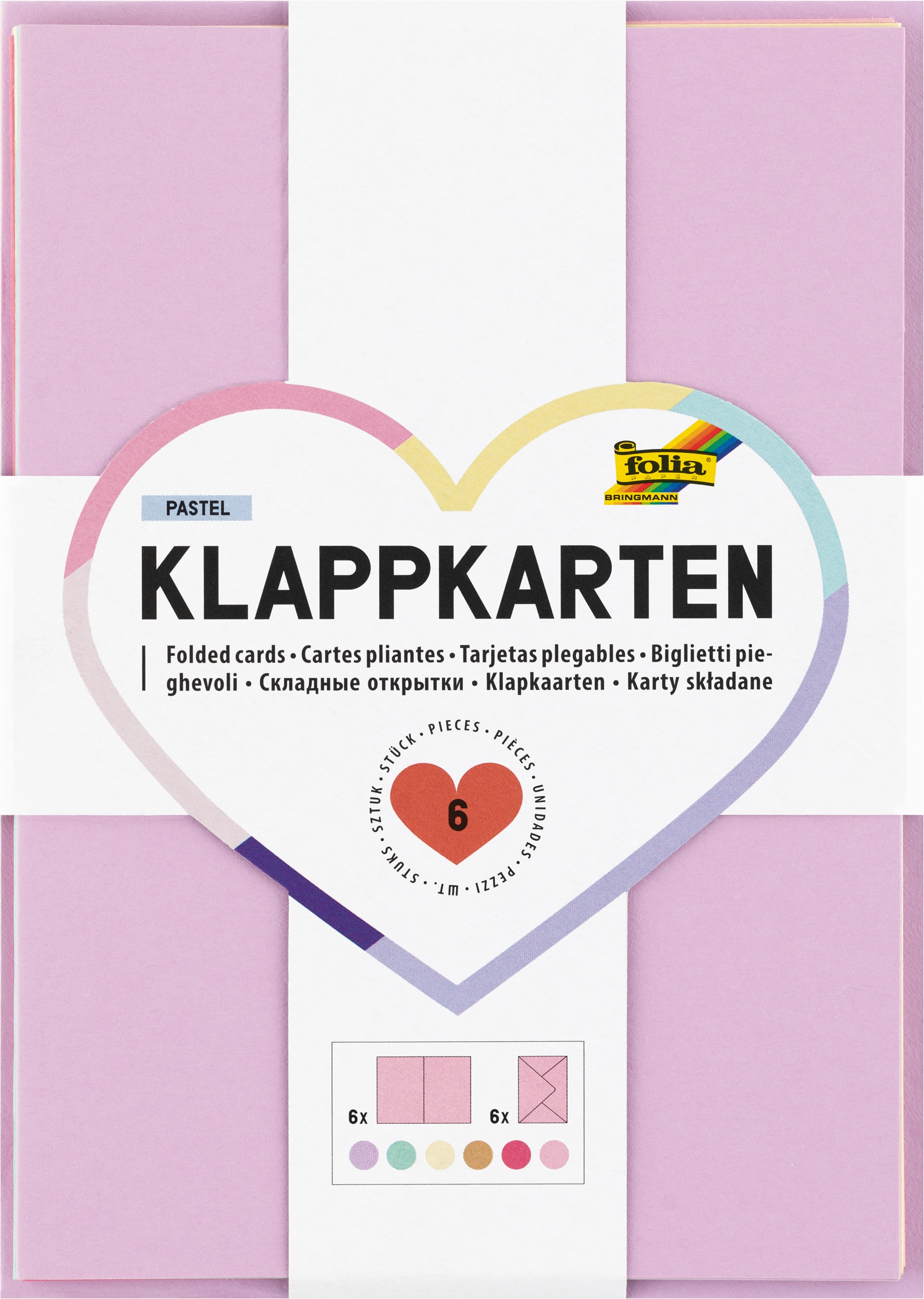 Folded Cards, Pastel, 10,5 x 14,8 cm, 6 pieces