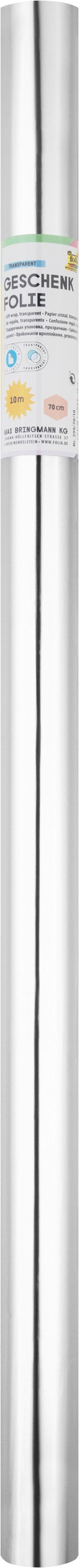 Geschenkfolie, Transparent, Blanko, 70 cm x 10 m, 1 Rolle