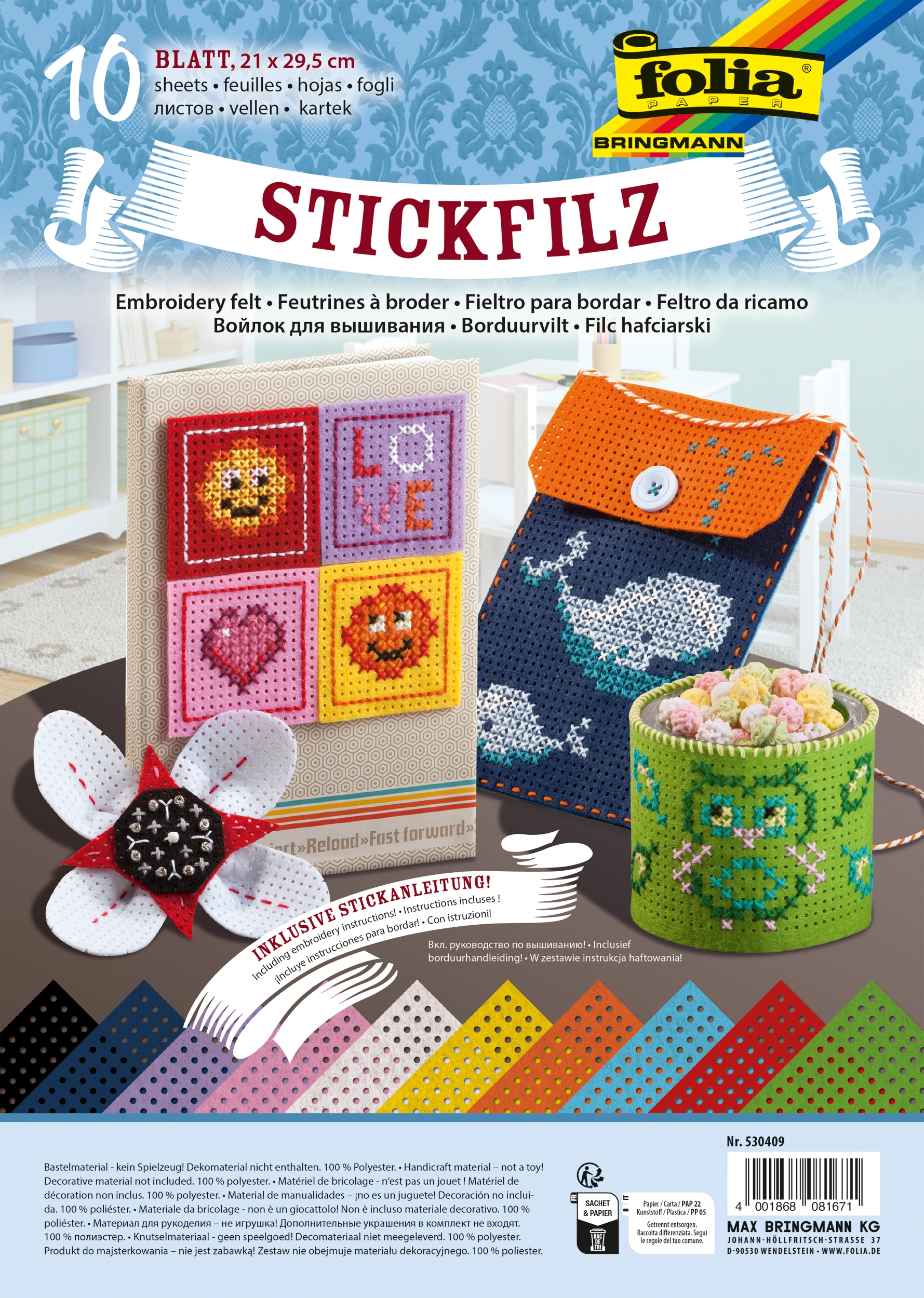 Stickfilz, 10 Blatt