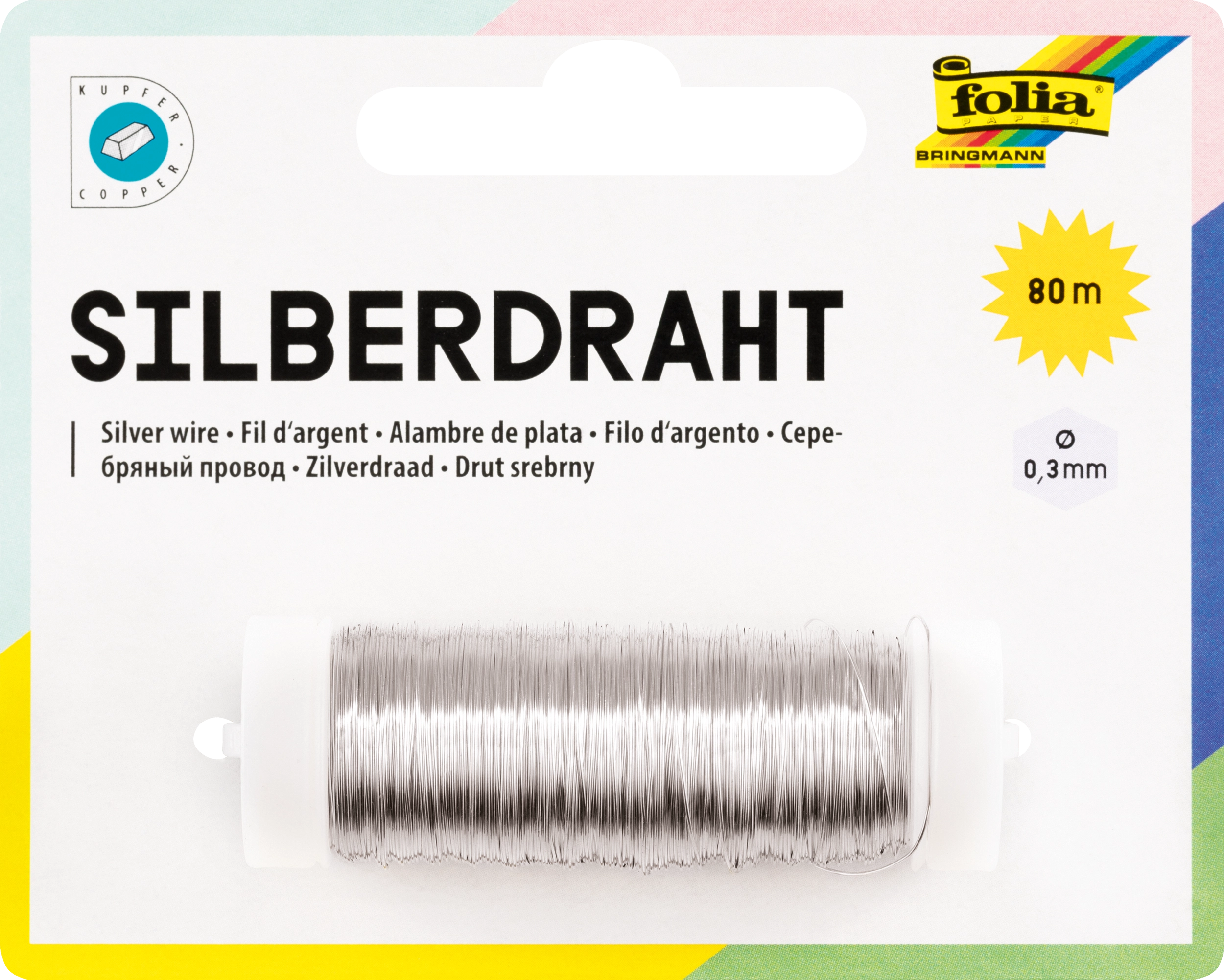 Silberdraht, Ø 0,3 mm x 80 m, 1 Spule