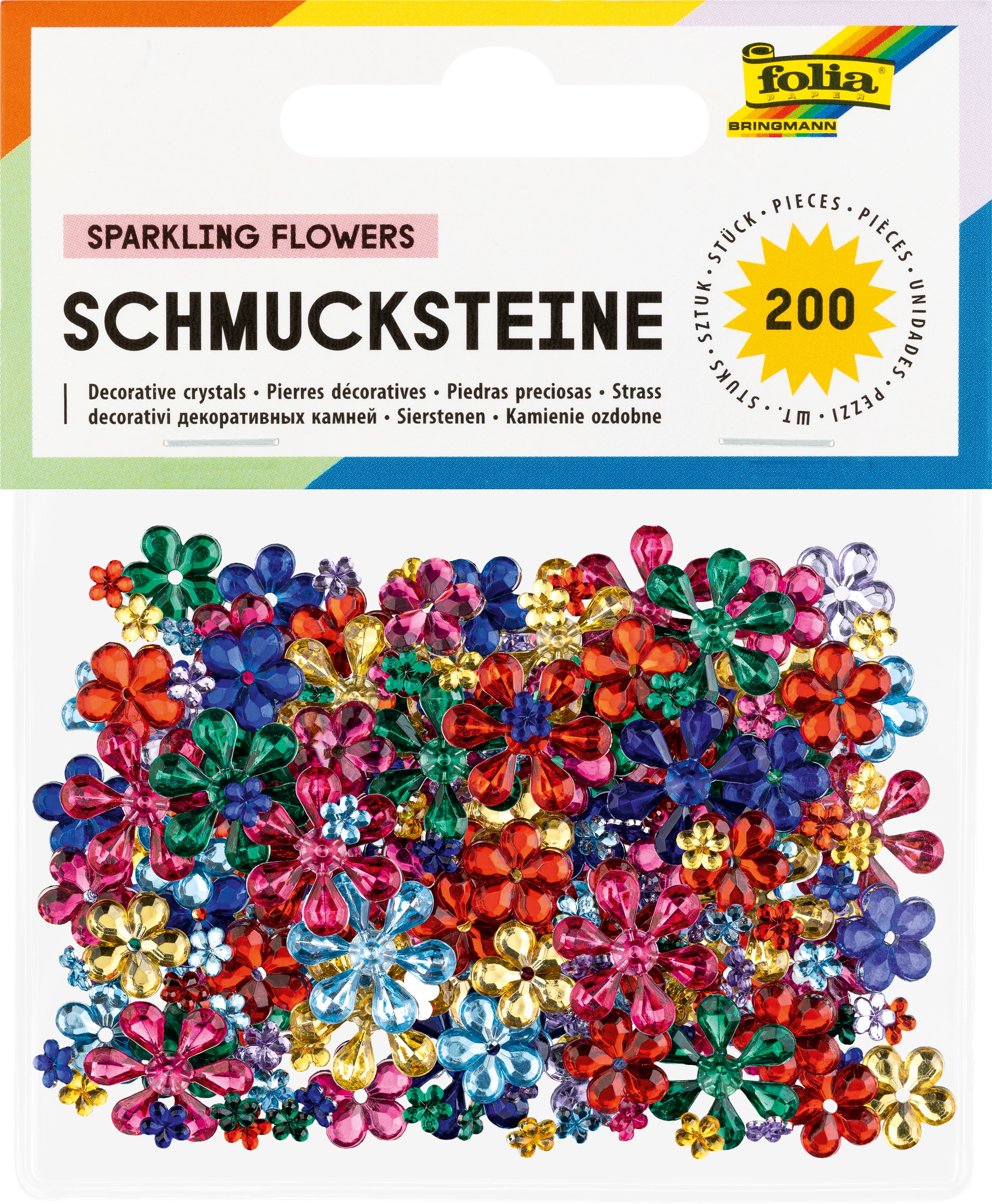 Schmucksteine, Sparkling Flowers, Ø 6, 12, 19 mm, 200 Stück