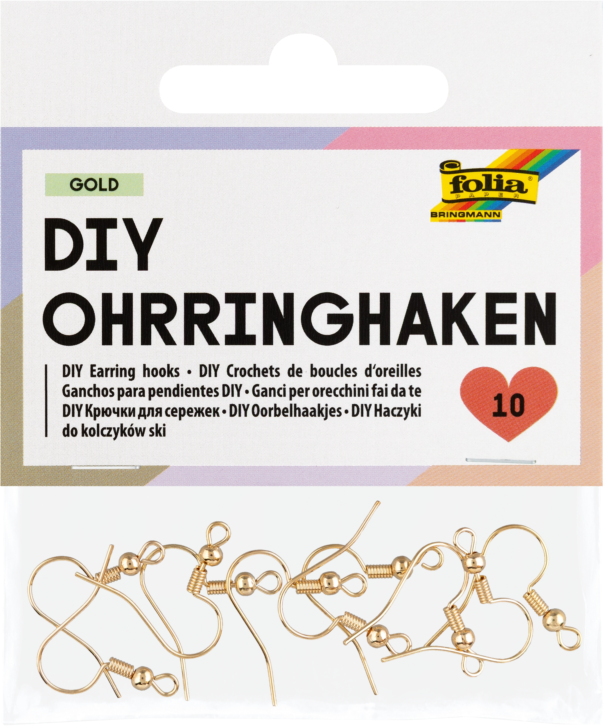 DIY Earring Hooks, Gold, 10 pieces