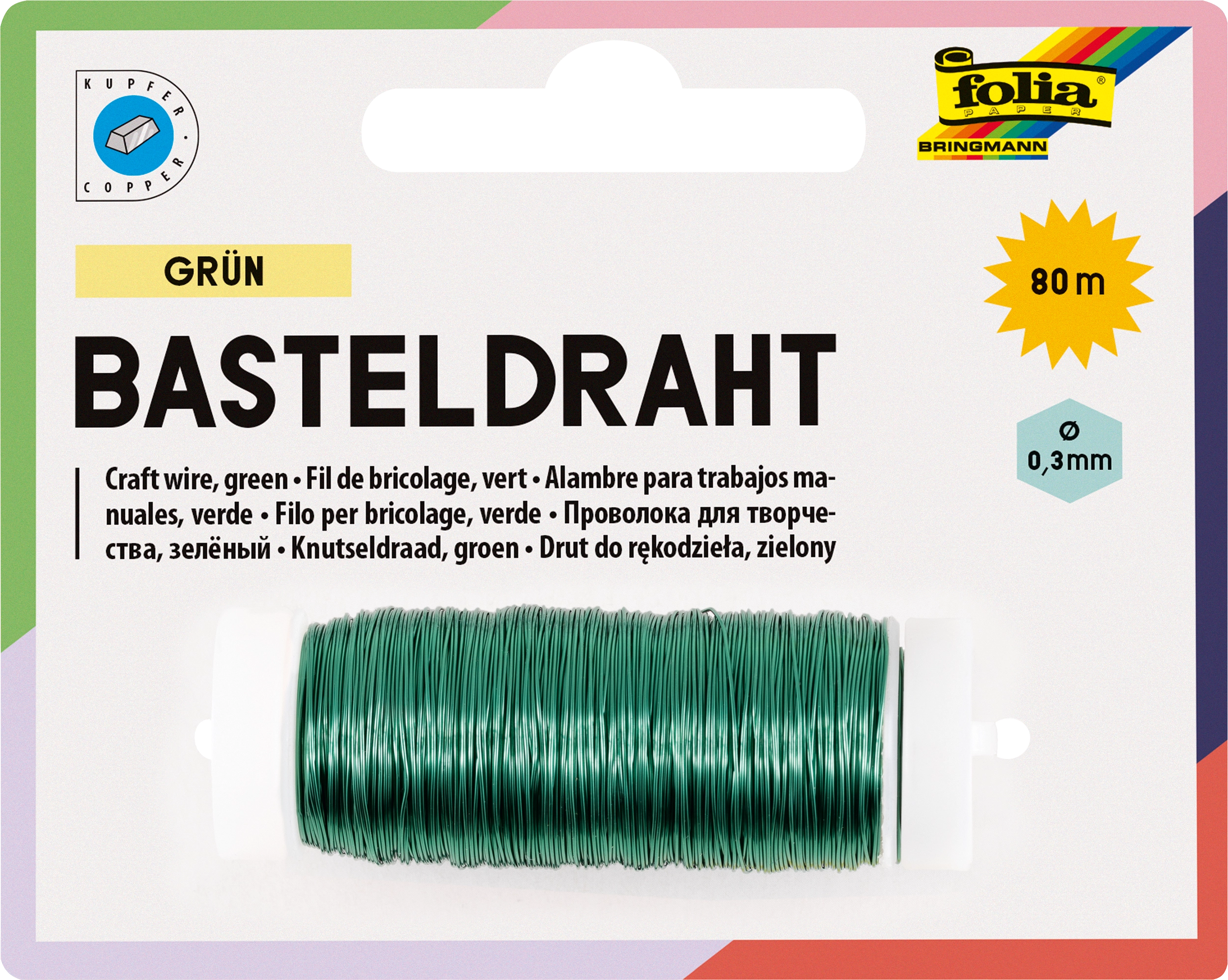 Basteldraht, Rot, Ø 0,3 mm x 80 m, 1 Spule