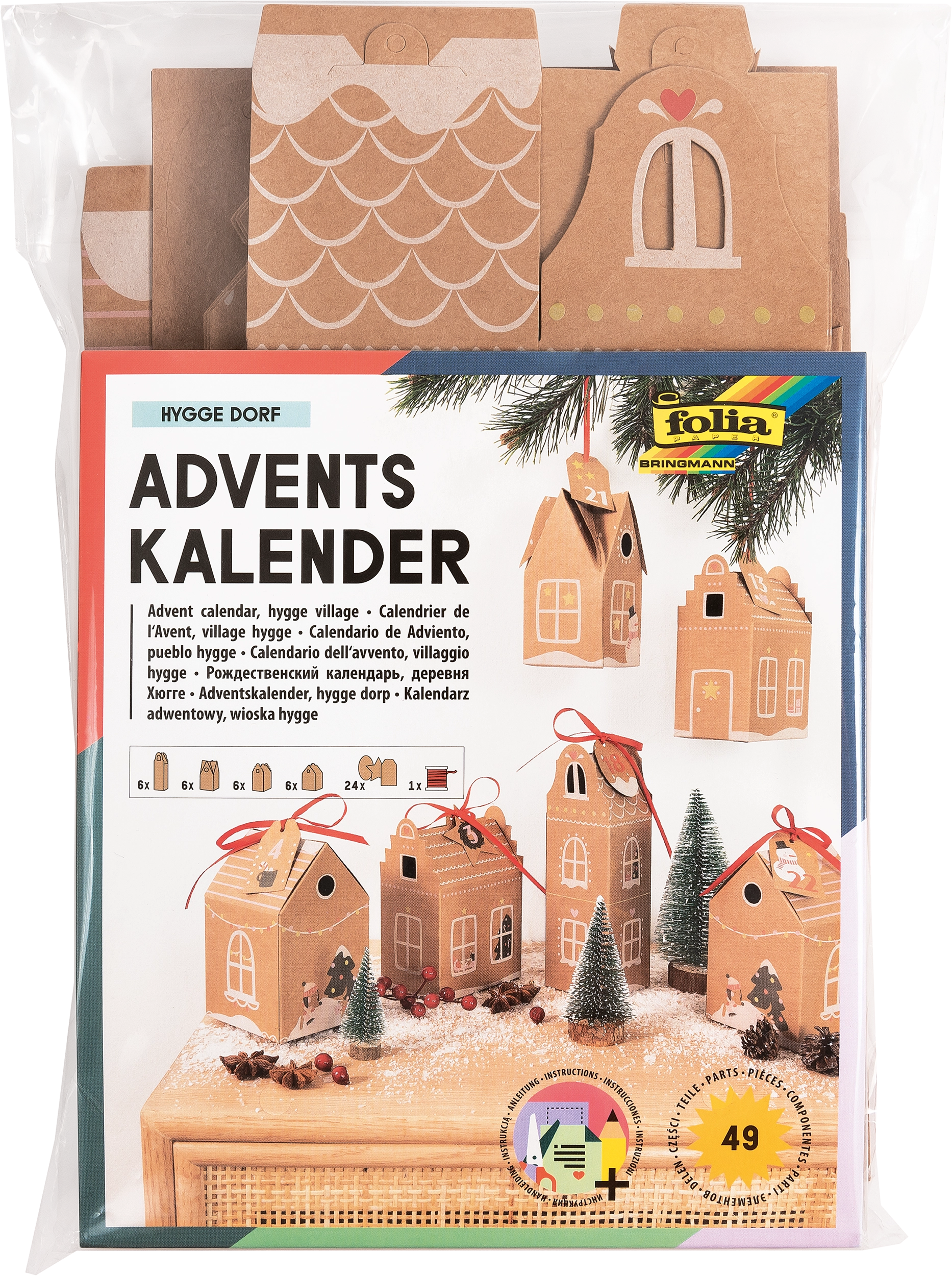 Adventskalender-Set, Hygge Dorf, 49 Teile
