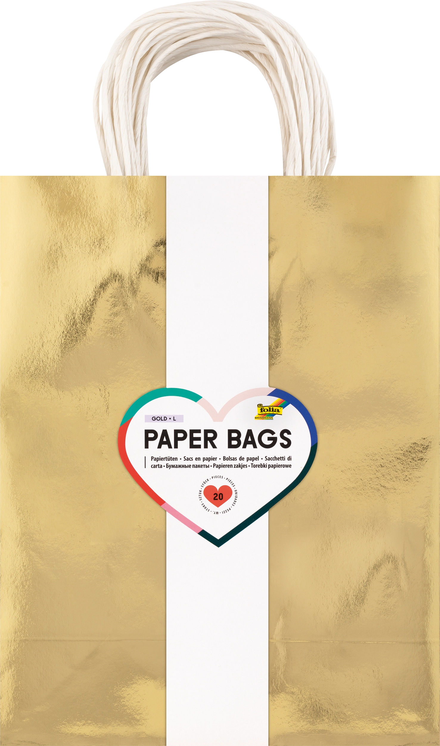 Papiertüten, Gold, L, 20 Stück