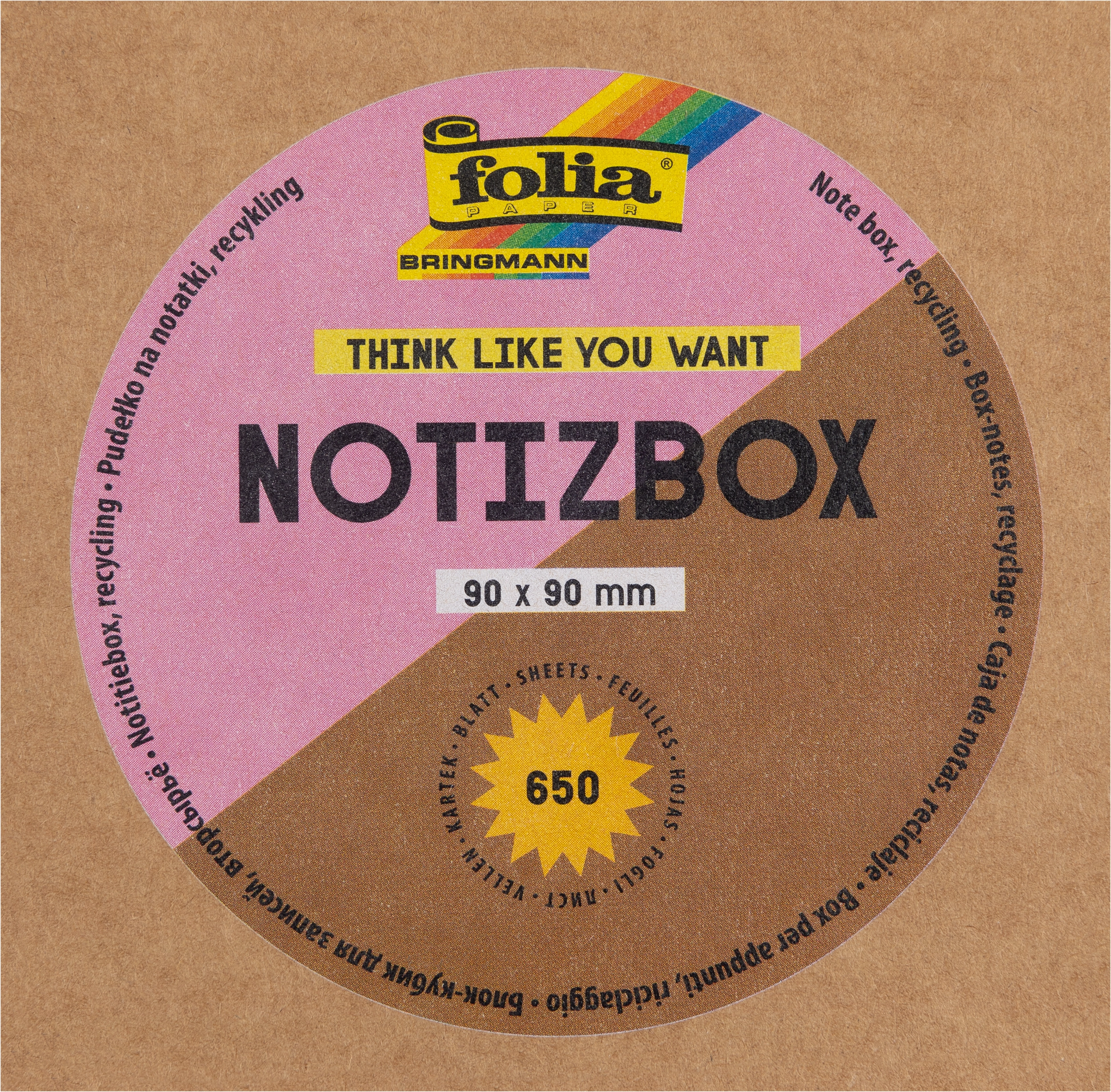 Notizbox, Kraft, 90 x 90 cm, > 650 Blatt